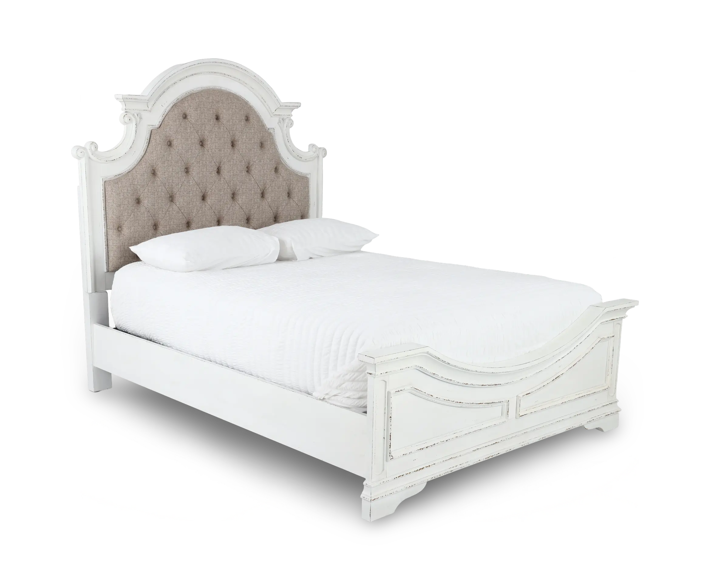 244-BED6/6 Magnolia Manor Antique White Upholstered King Bed-1