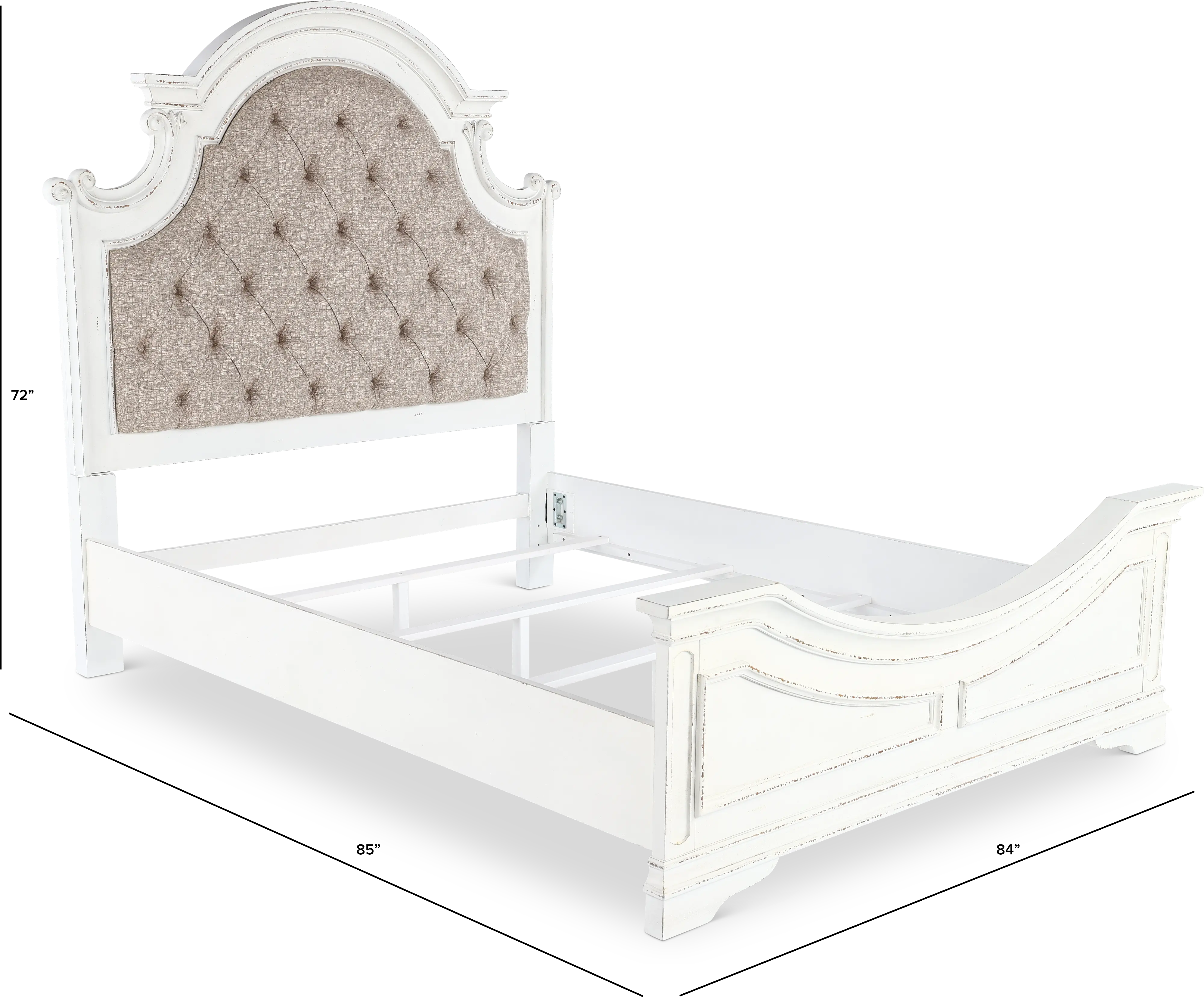 244-BED6/6 Magnolia Manor Antique White Upholstered King Bed-10