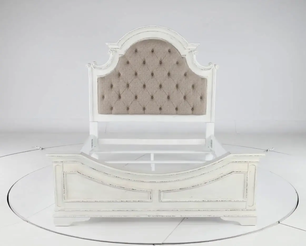 244-BED6/6 Magnolia Manor Antique White Upholstered King Bed-11