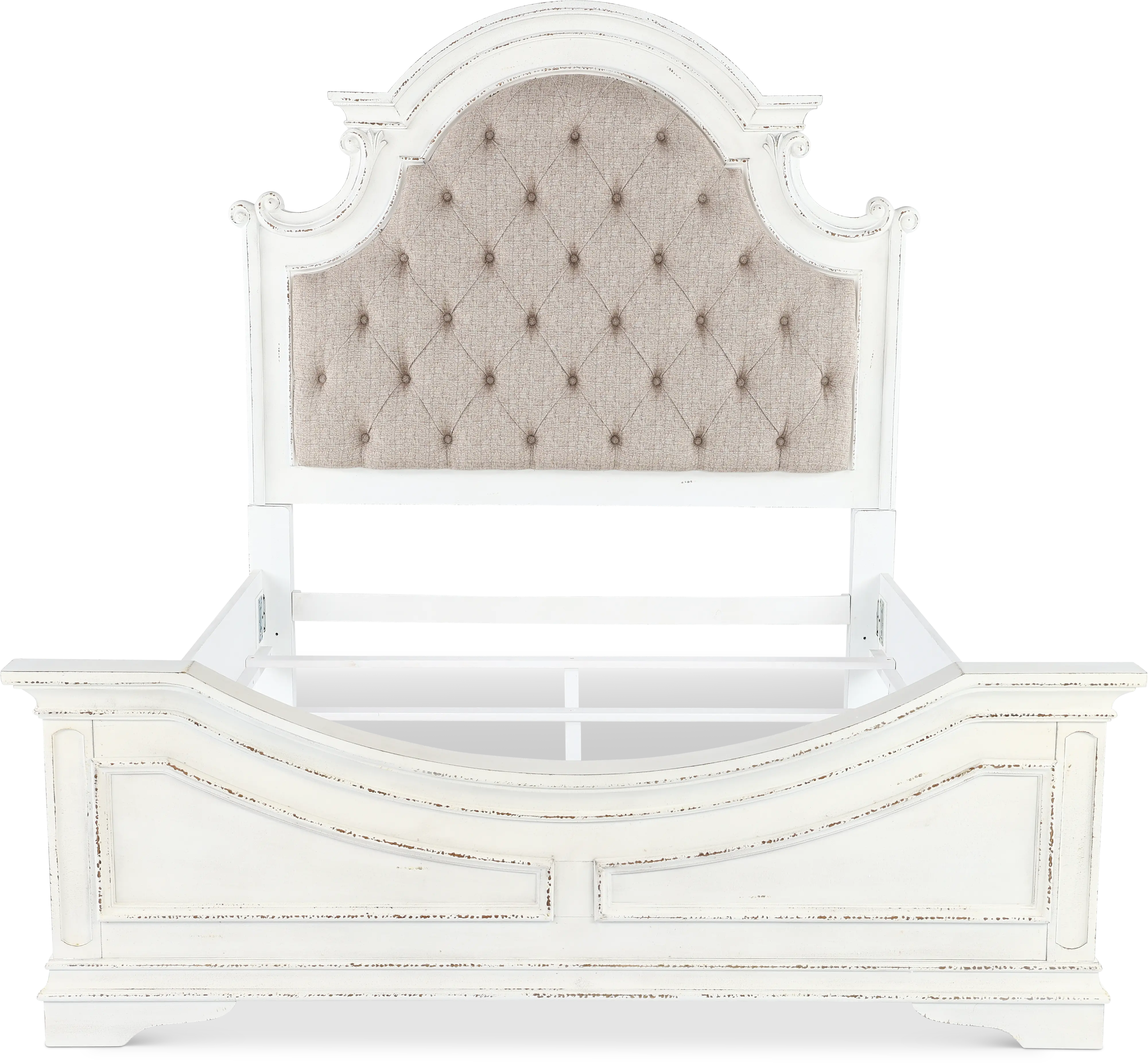 244-BED6/6 Magnolia Manor Antique White Upholstered King Bed-4