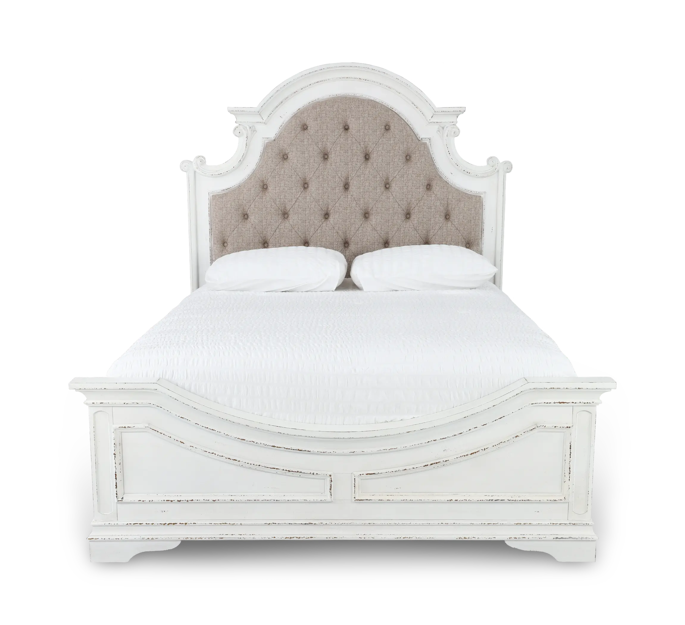 244-BED6/6 Magnolia Manor Antique White Upholstered King Bed-3