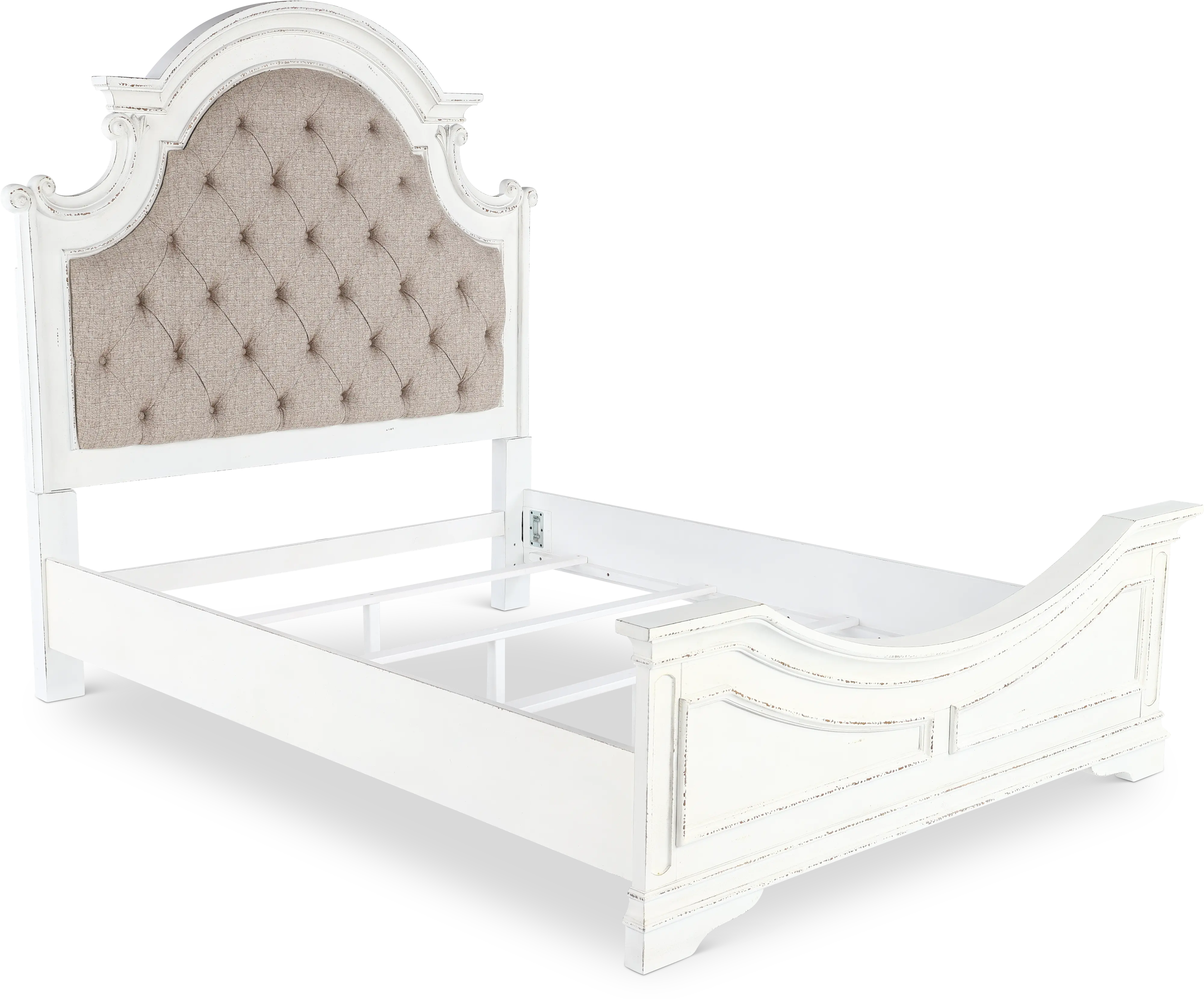 244-BED6/6 Magnolia Manor Antique White Upholstered King Bed-5
