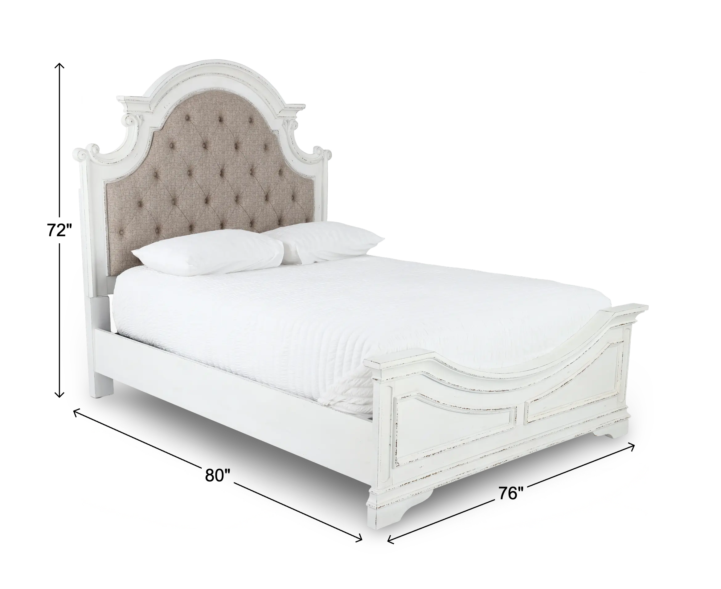 244-BED6/6 Magnolia Manor Antique White Upholstered King Bed-4