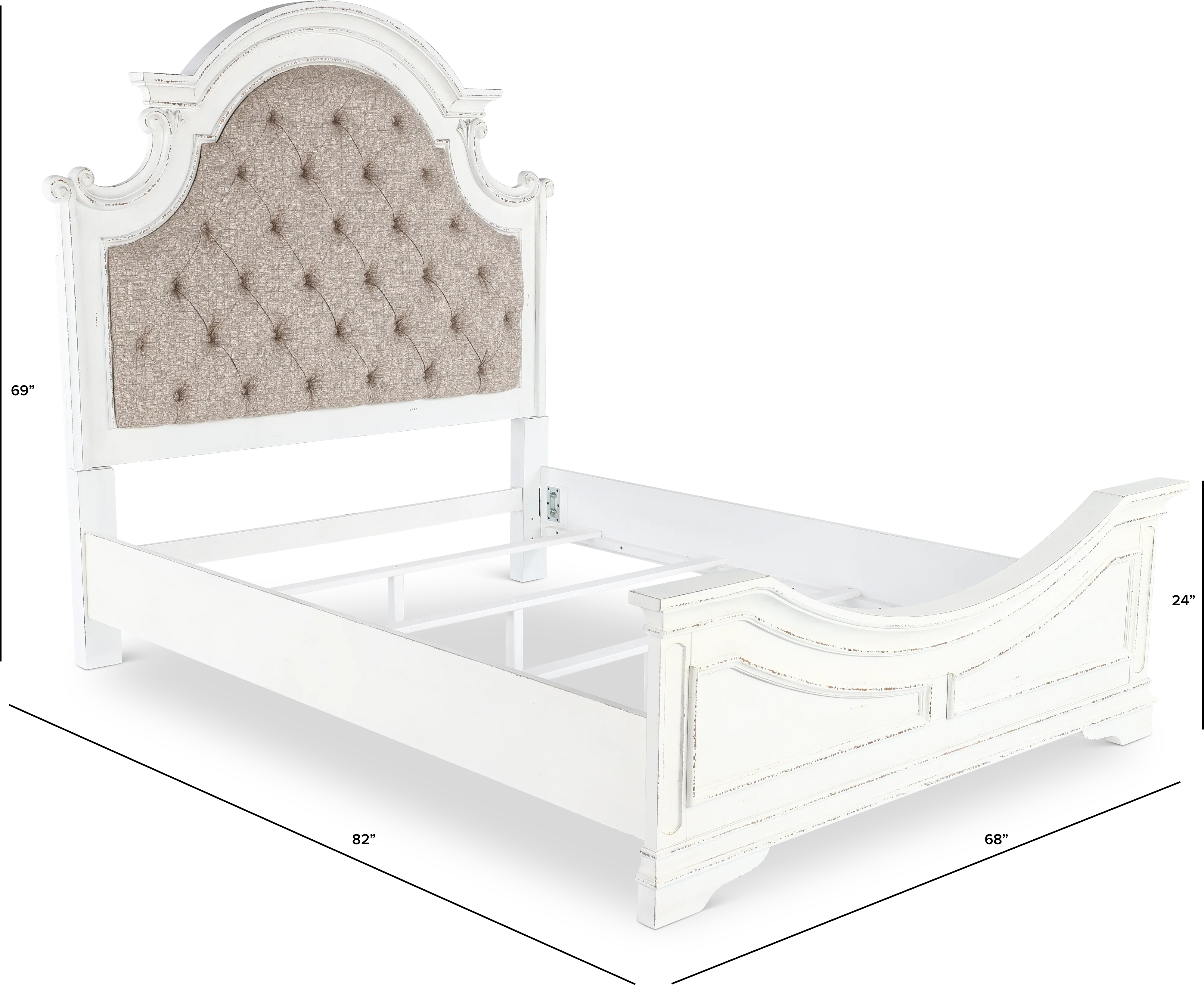 244-BED6/6 Magnolia Manor Antique White Upholstered King Bed-3
