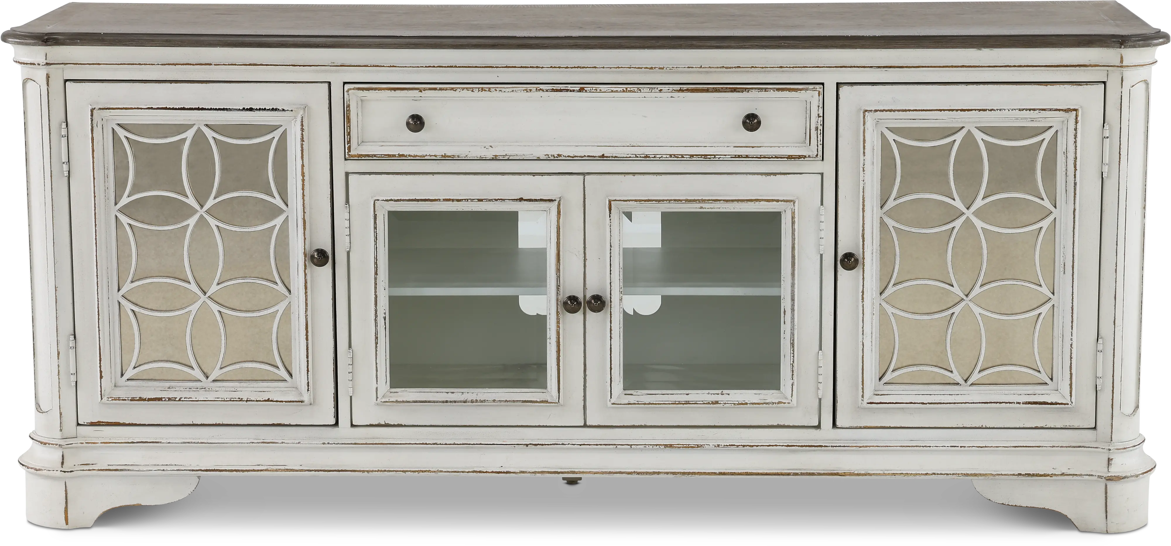 244-TV74 Magnolia Manor Antique White 74  TV Stand-1