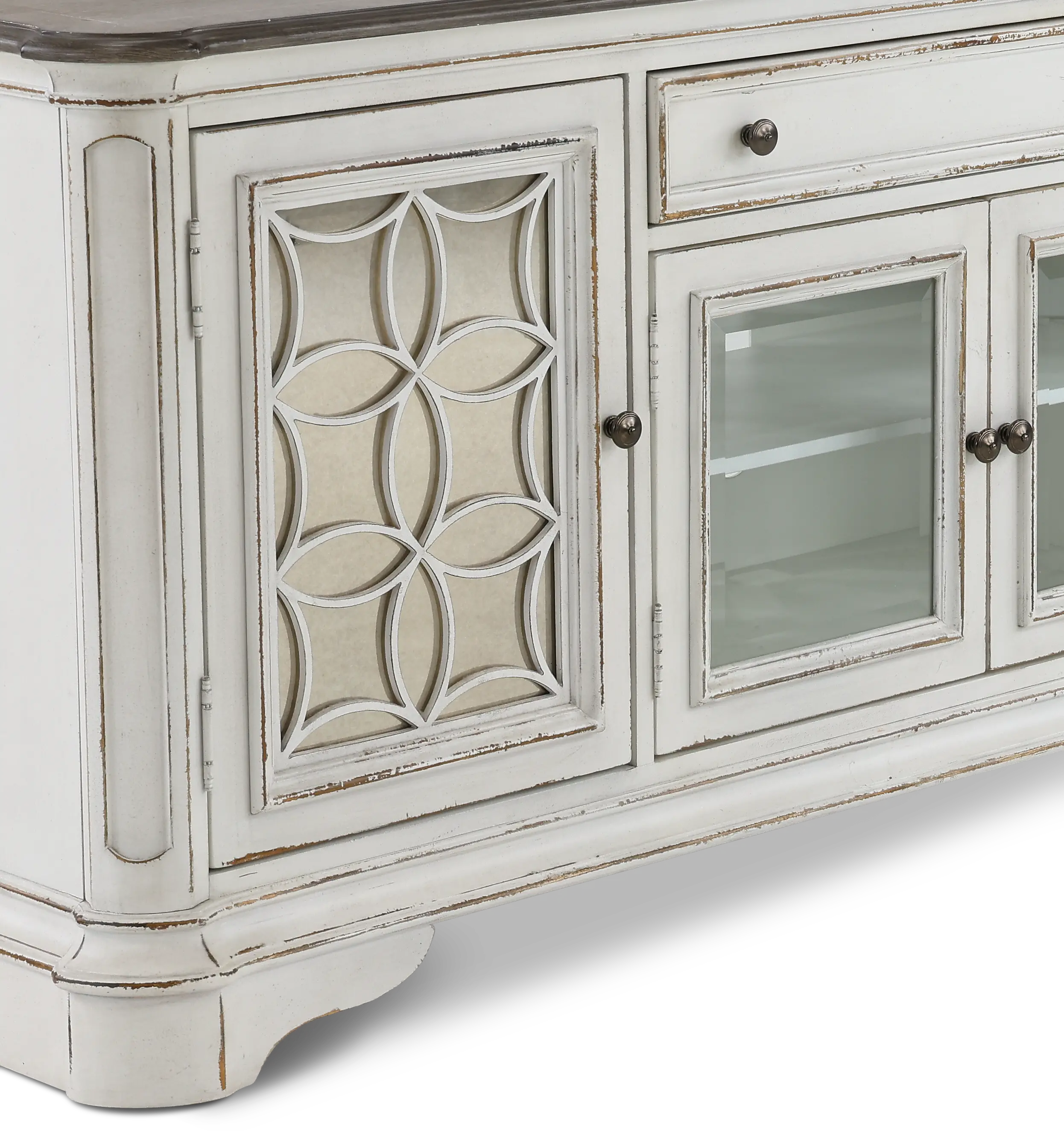 244-TV74 Magnolia Manor Antique White 74  TV Stand-2