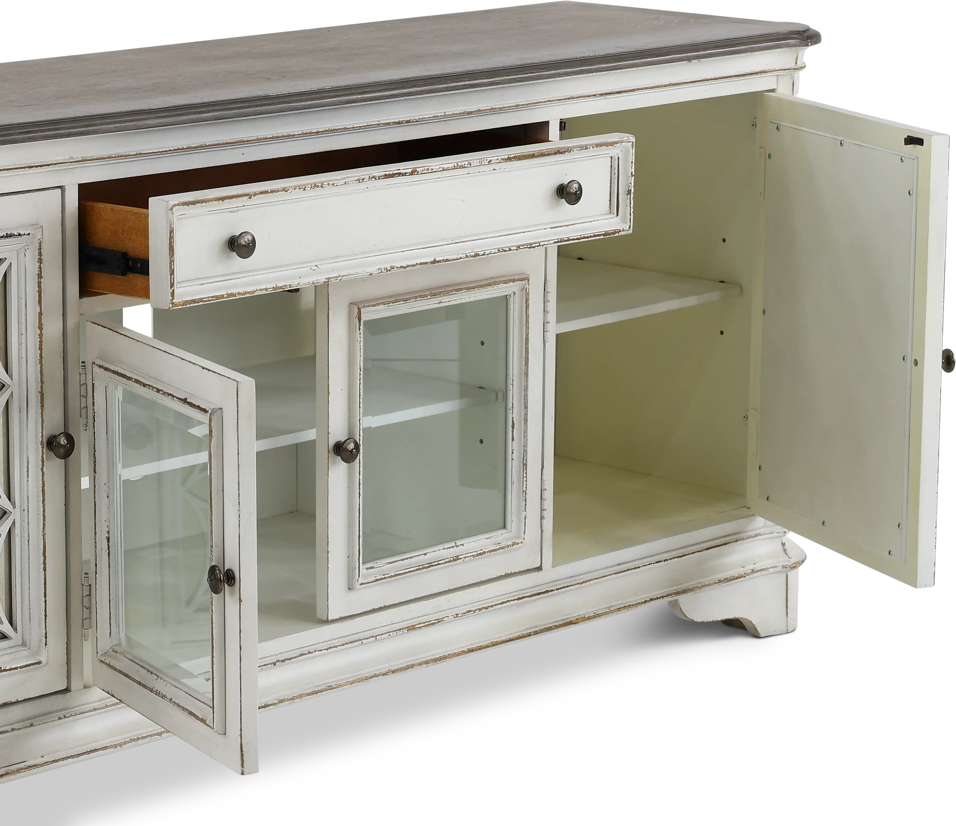 244-TV74 Magnolia Manor Antique White 74  TV Stand-4