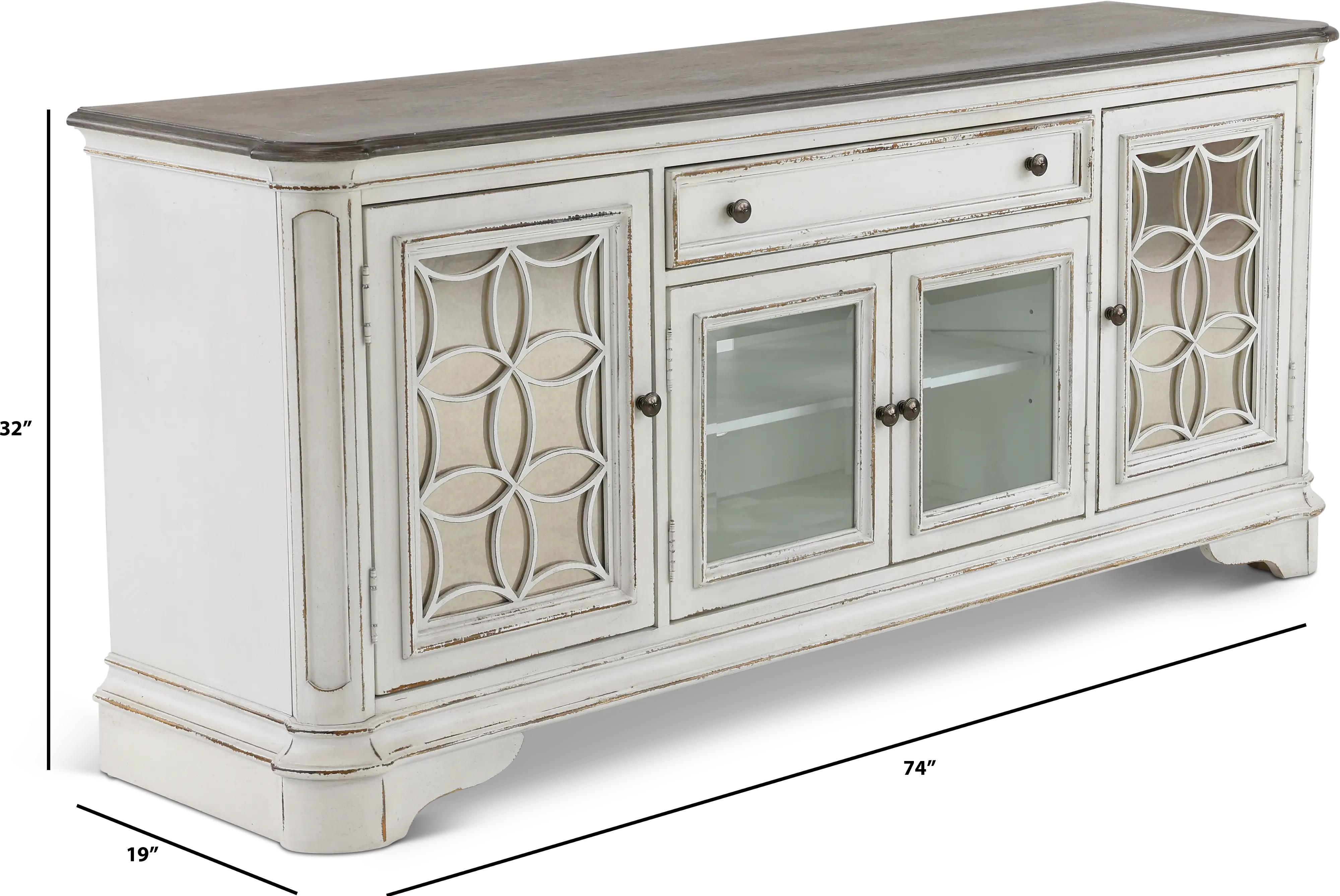 244-TV74 Magnolia Manor Antique White 74  TV Stand-3
