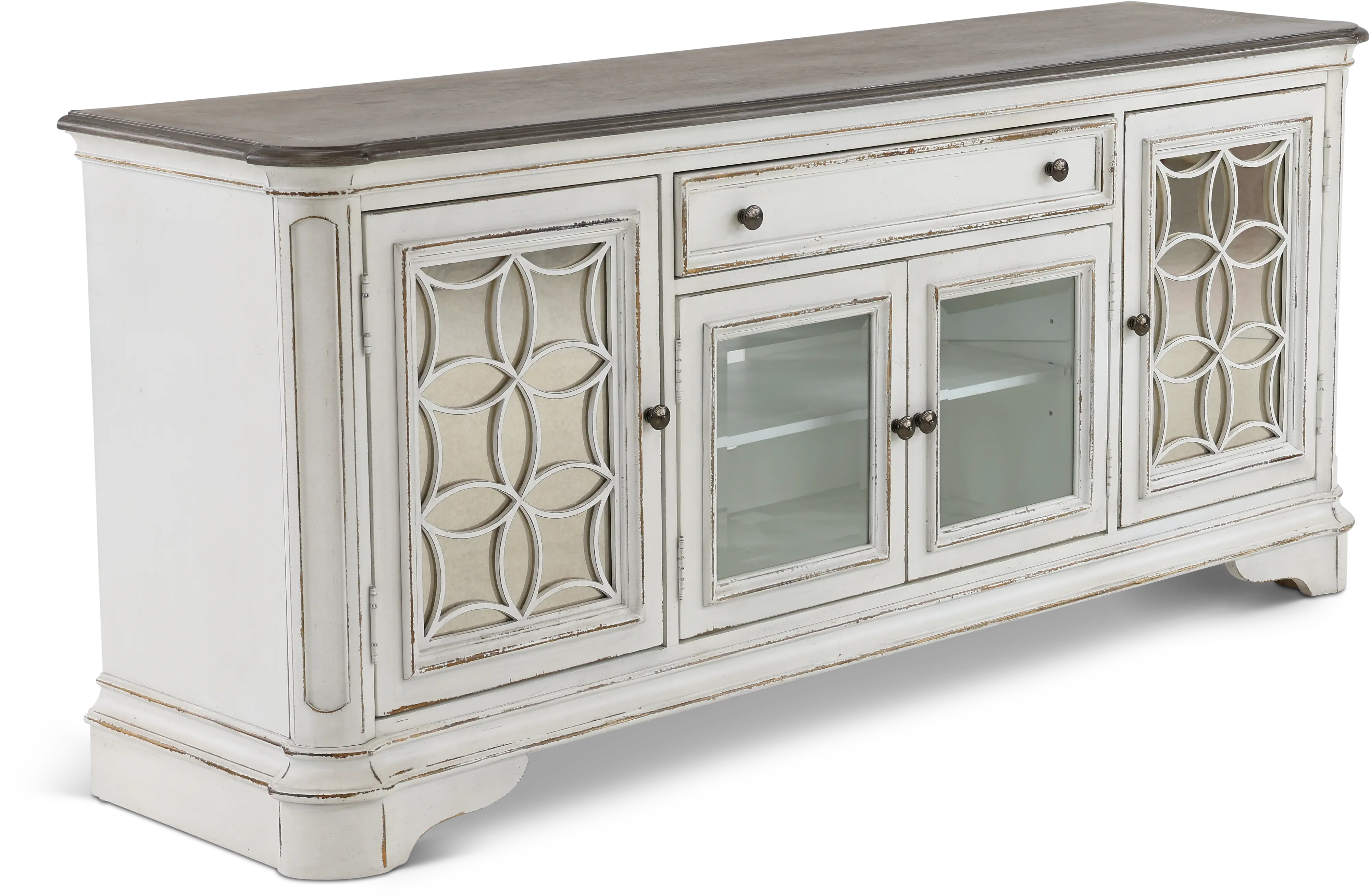244-TV74 Magnolia Manor Antique White 74  TV Stand-6