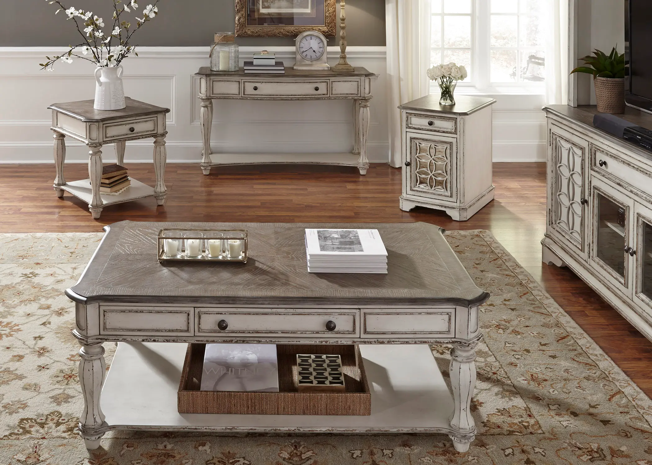 244-OT1021 Magnolia Manor Antique White Side Table-7