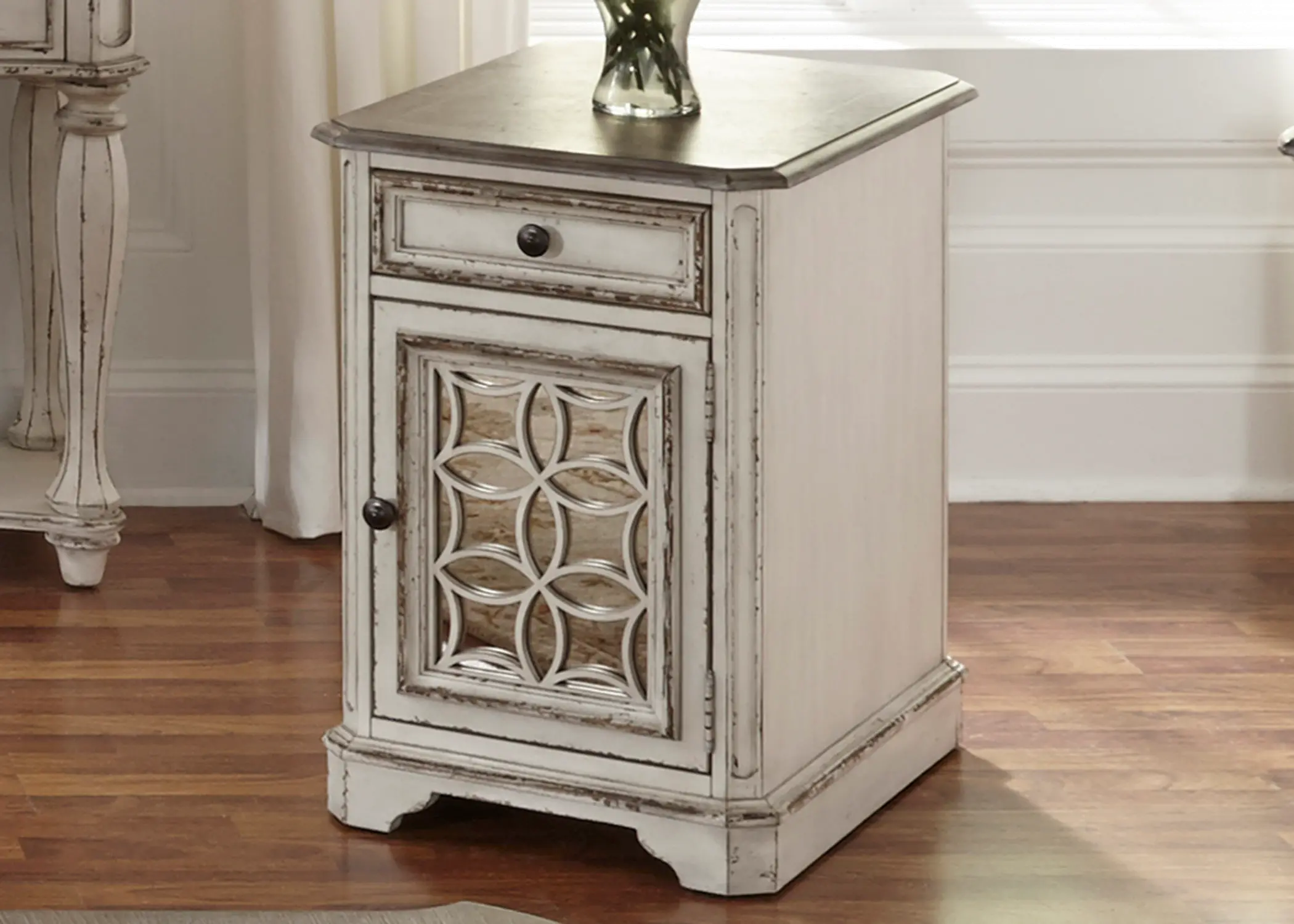244-OT1021 Magnolia Manor Antique White Side Table-8