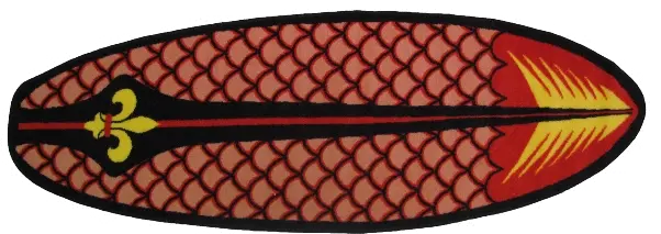 Surf Time Red and Black Newport Surfboard 5 Foot Runner Rug-1