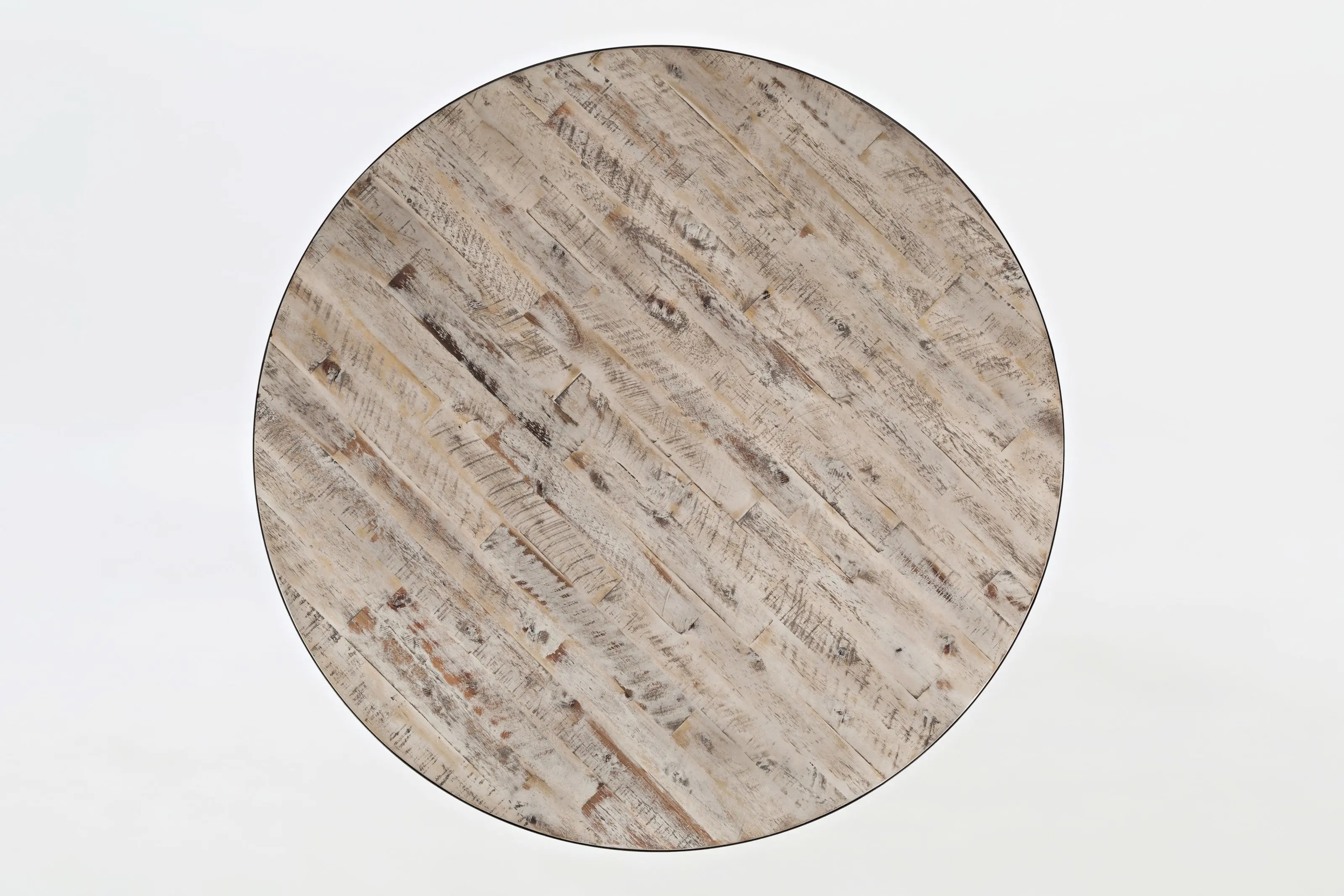 Gray Wash and Black 42 Inch Round Dining Table - American Retrospective -3