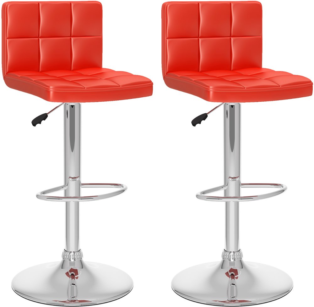 Carson Red Adjustable Bar Stool Set of 2