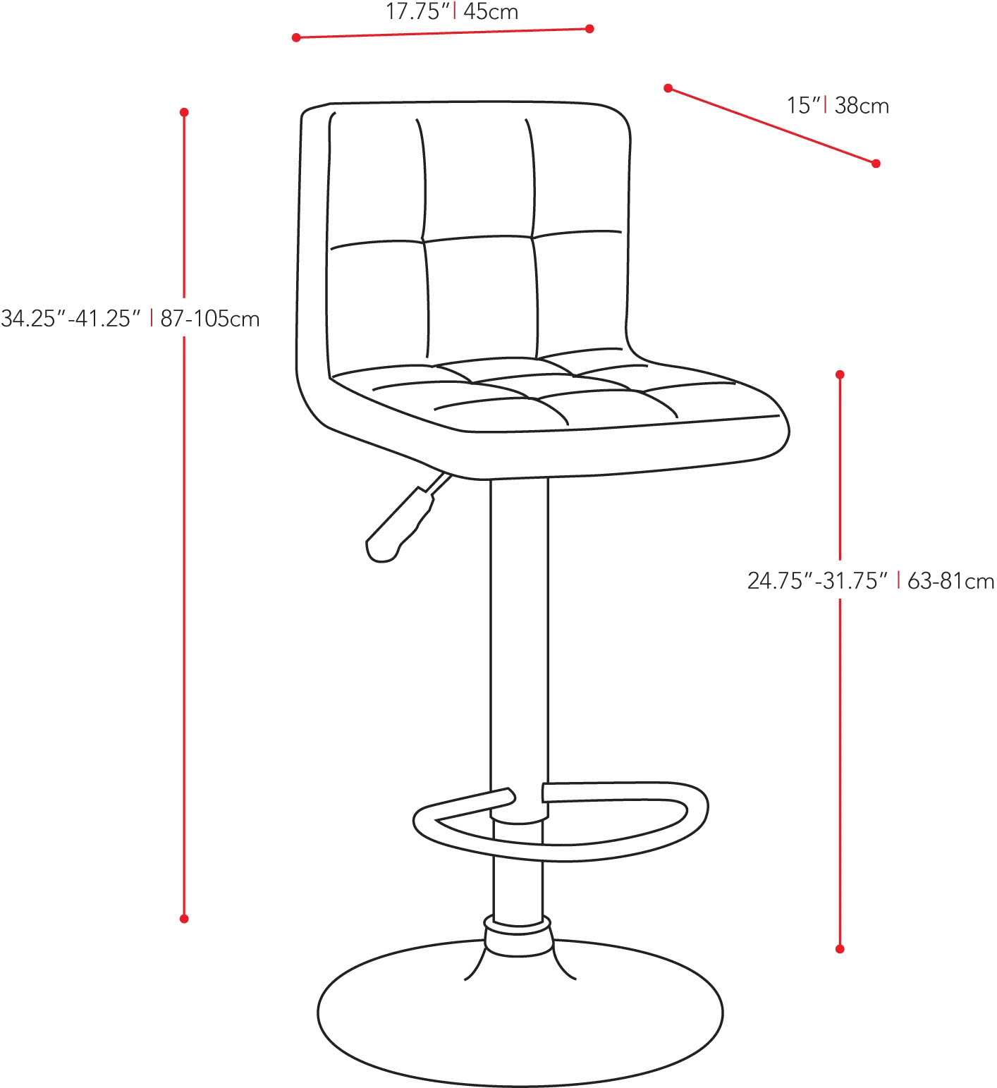 Carson Red Adjustable Bar Stool, Set of 2-4