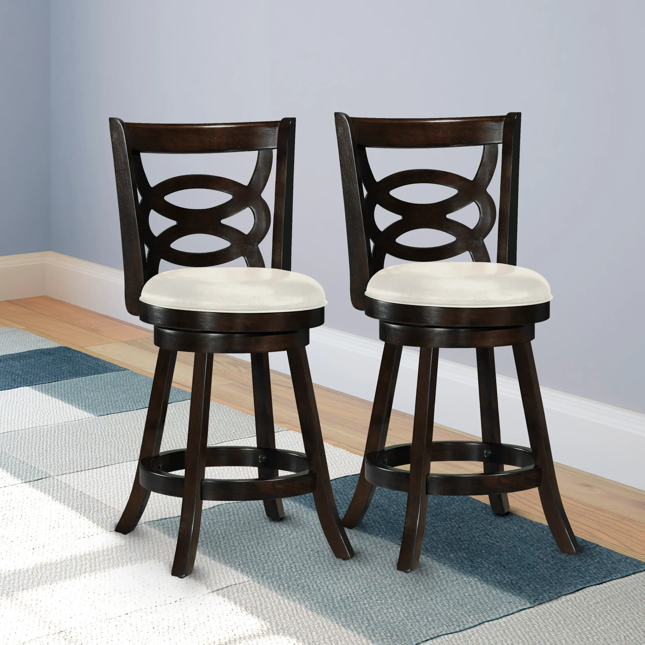 Woodgrove Dark Brown and White Counter Height Stool, Set of 2-2