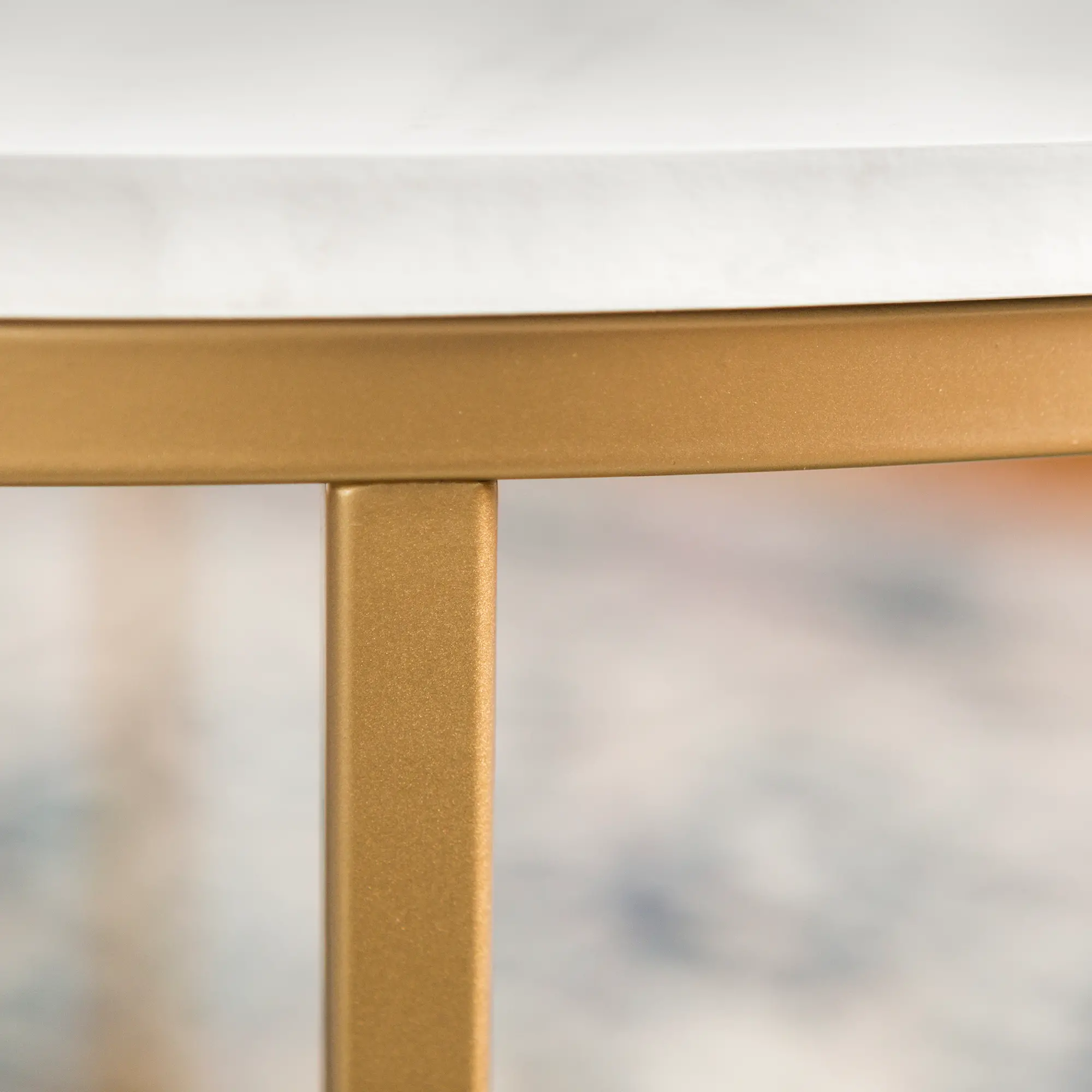 AF36ALCTMGD White Faux-Marble 36 Inch Round Coffee Table with Gold Base - Walker Edison-2