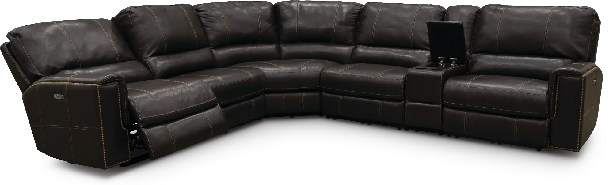 Slinger Dark Brown 6 Piece Power Reclining Sectional Sofa-1
