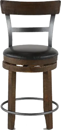 Barrel Tobacco Brown Swivel Counter Height Stool