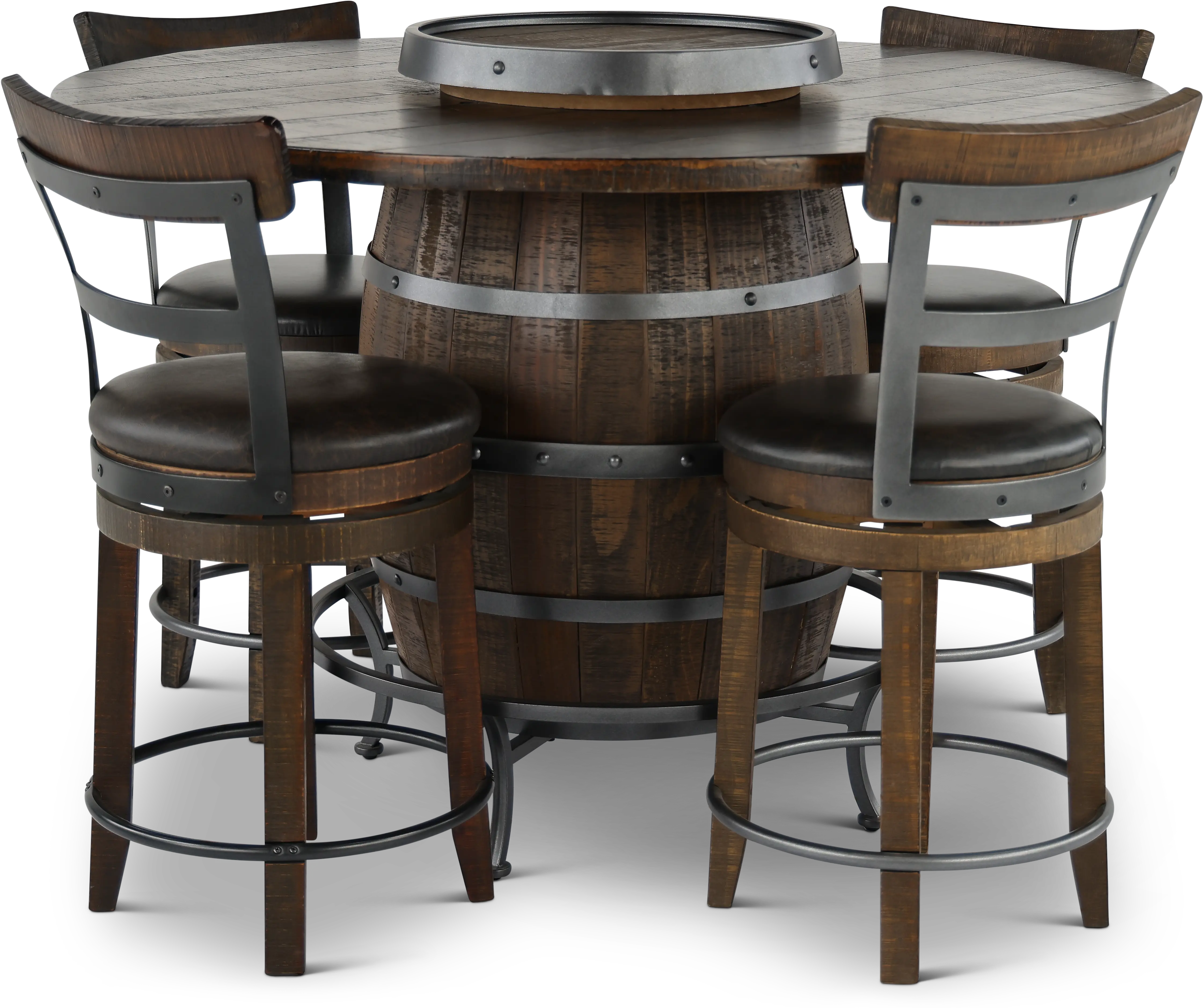 Barrel Tobacco Brown 5 Piece Counter Height Dining Set-1