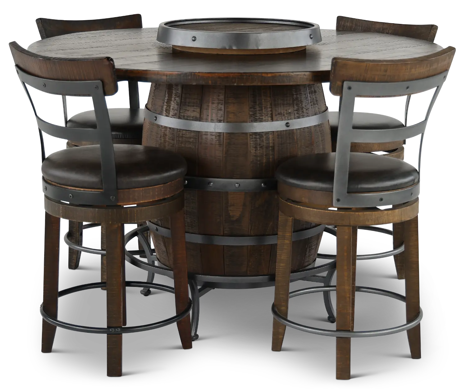 Barrel Tobacco Brown 5 Piece Counter Height Dining Set-1