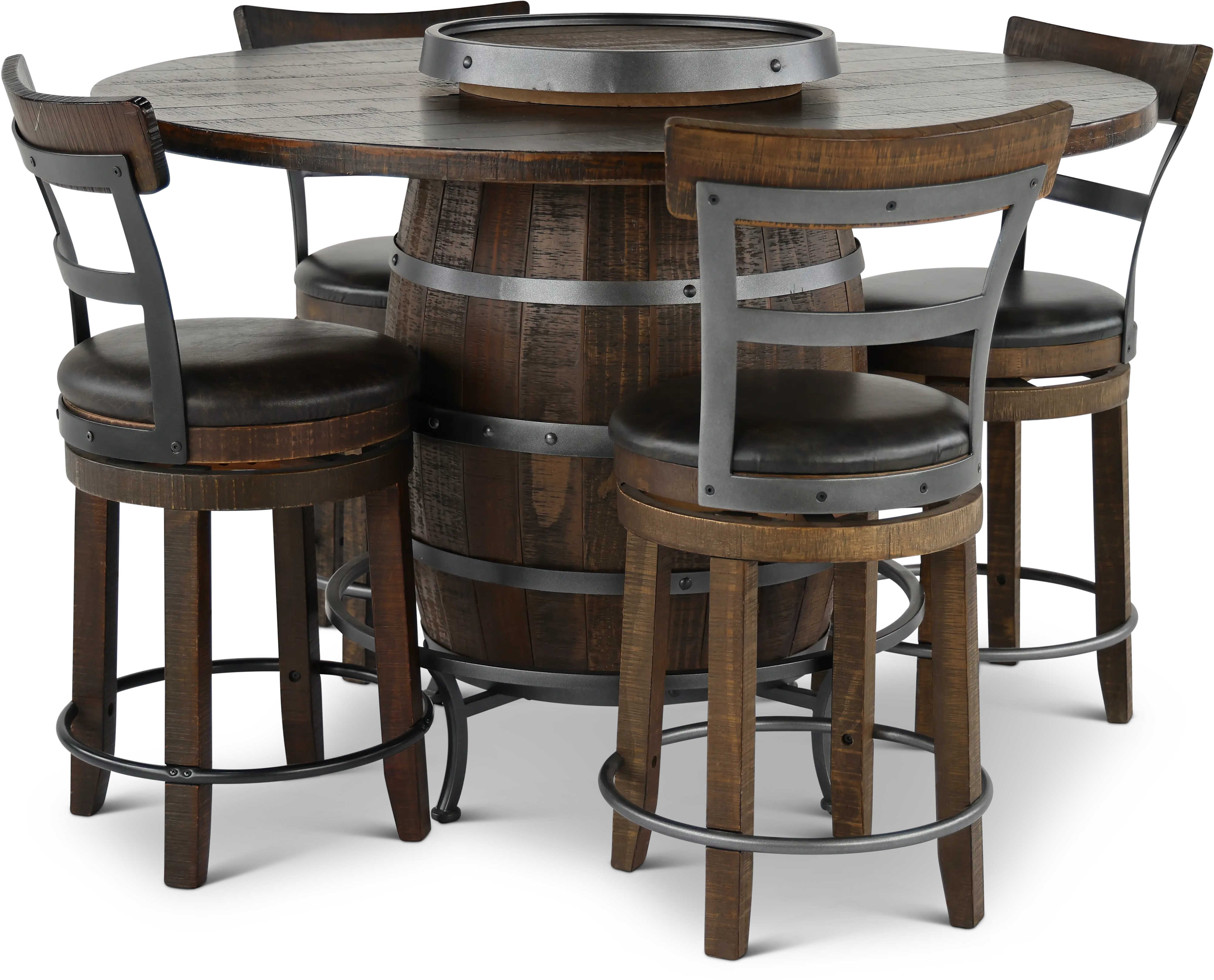 Barrel Tobacco Brown 5 Piece Counter Height Dining Set-3