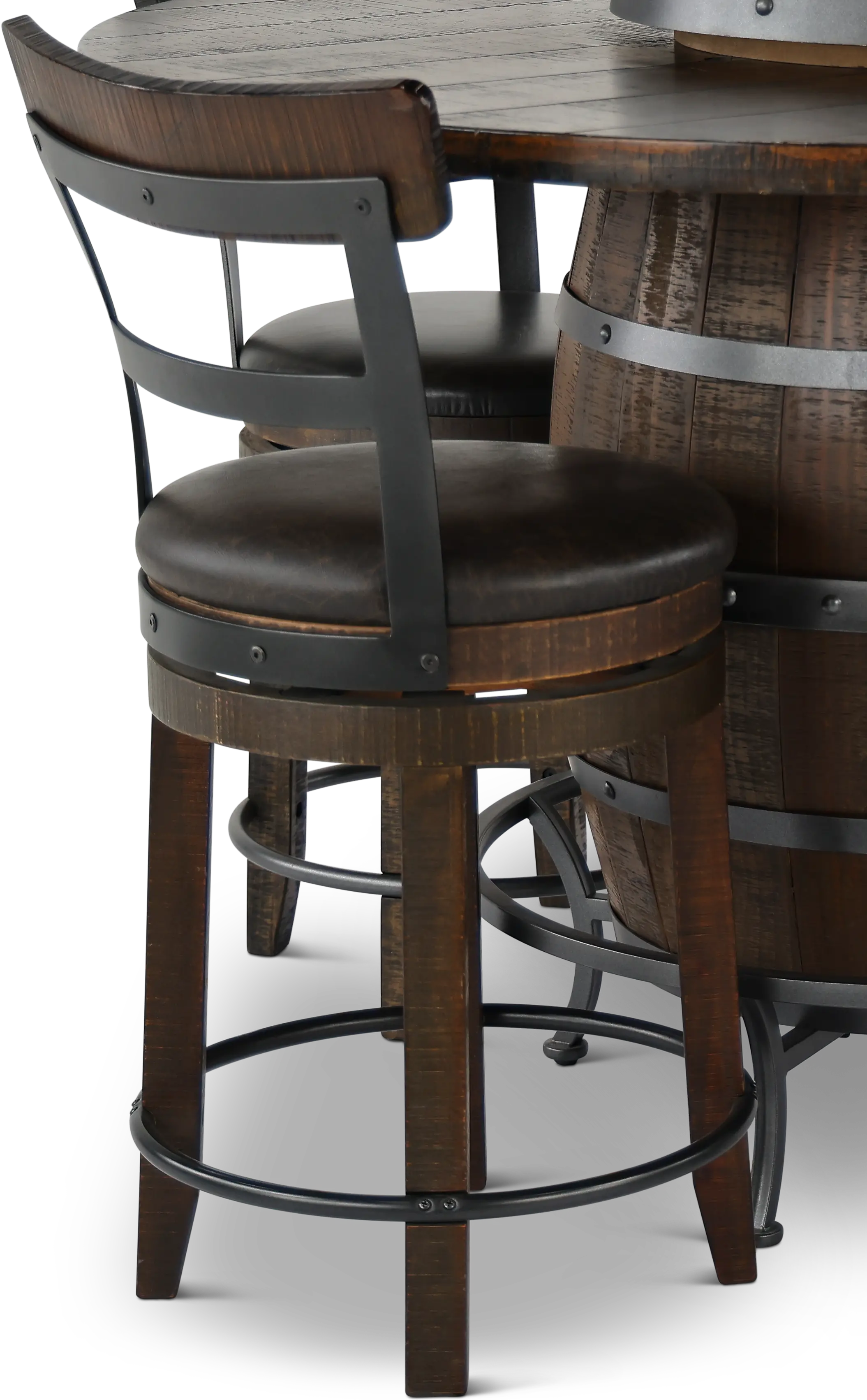 Barrel Tobacco Brown 5 Piece Counter Height Dining Set-4