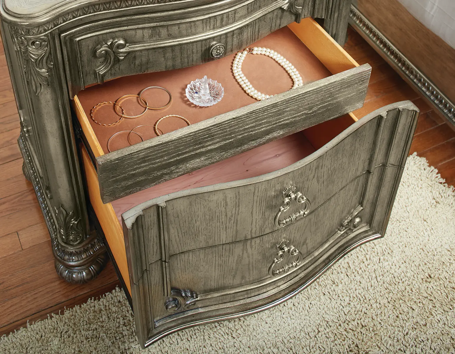 Seville Platinum Gold Nightstand-2