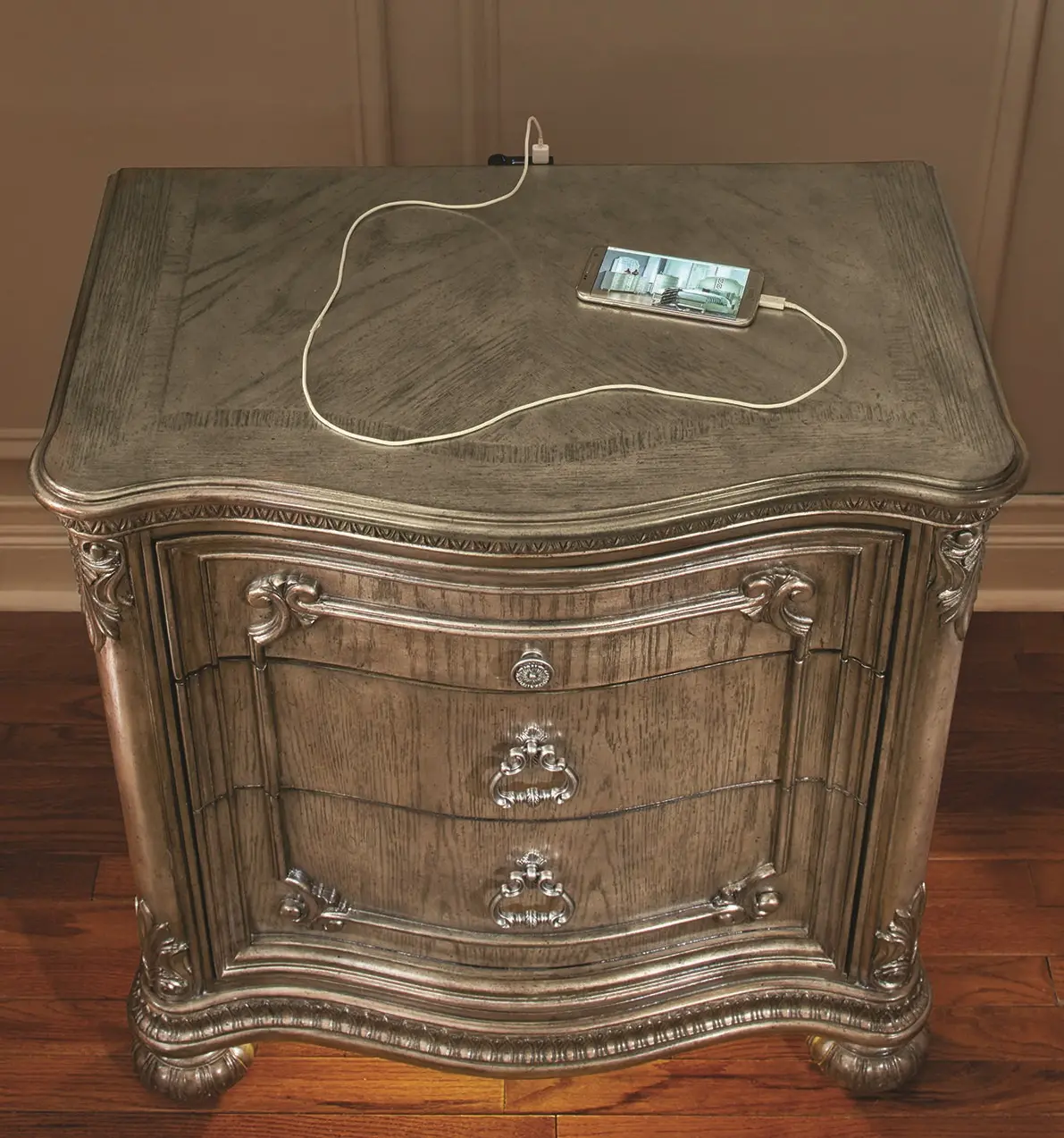 Seville Platinum Gold Nightstand-3