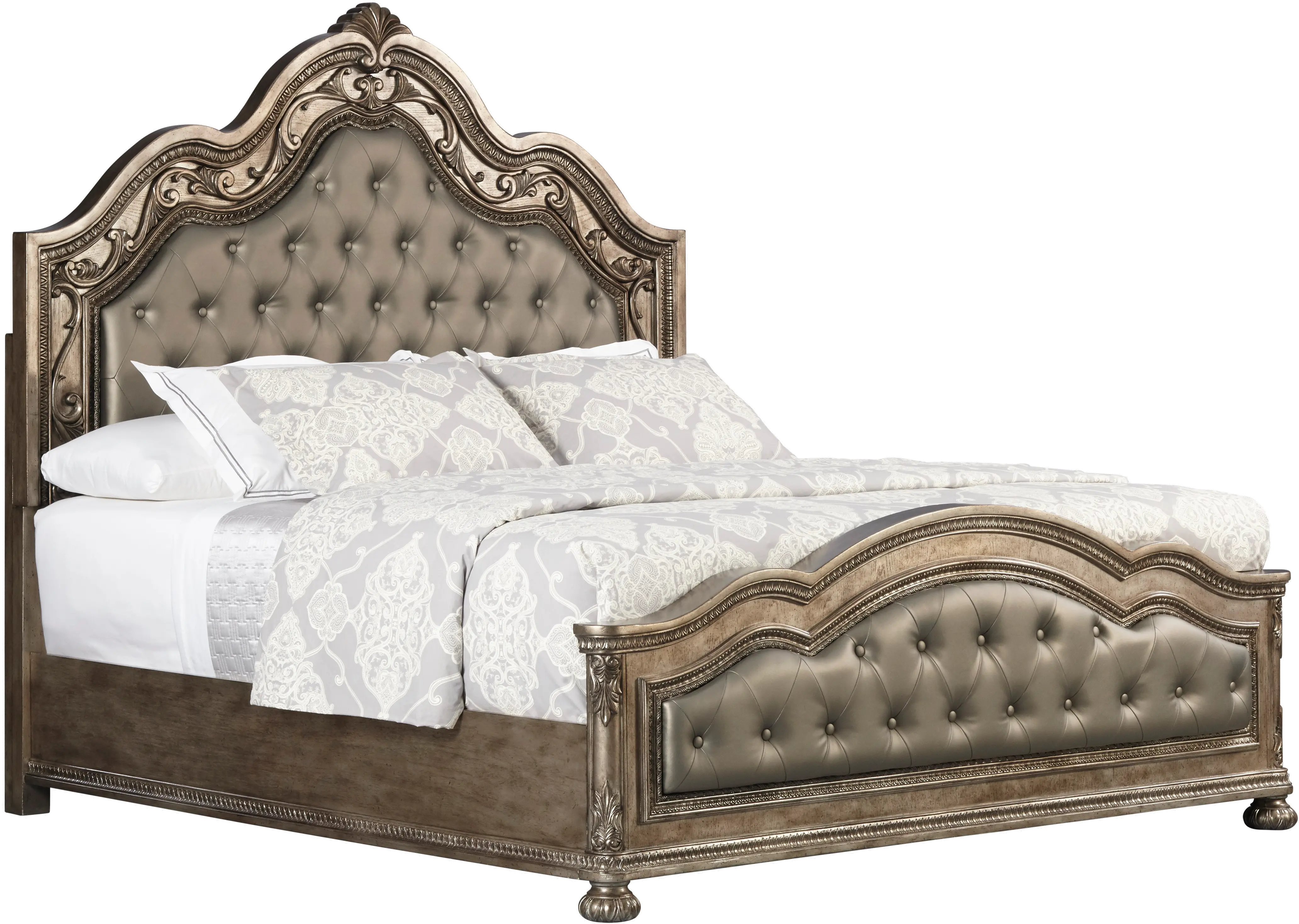 Seville Platinum Gold Queen Upholstered Bed-1