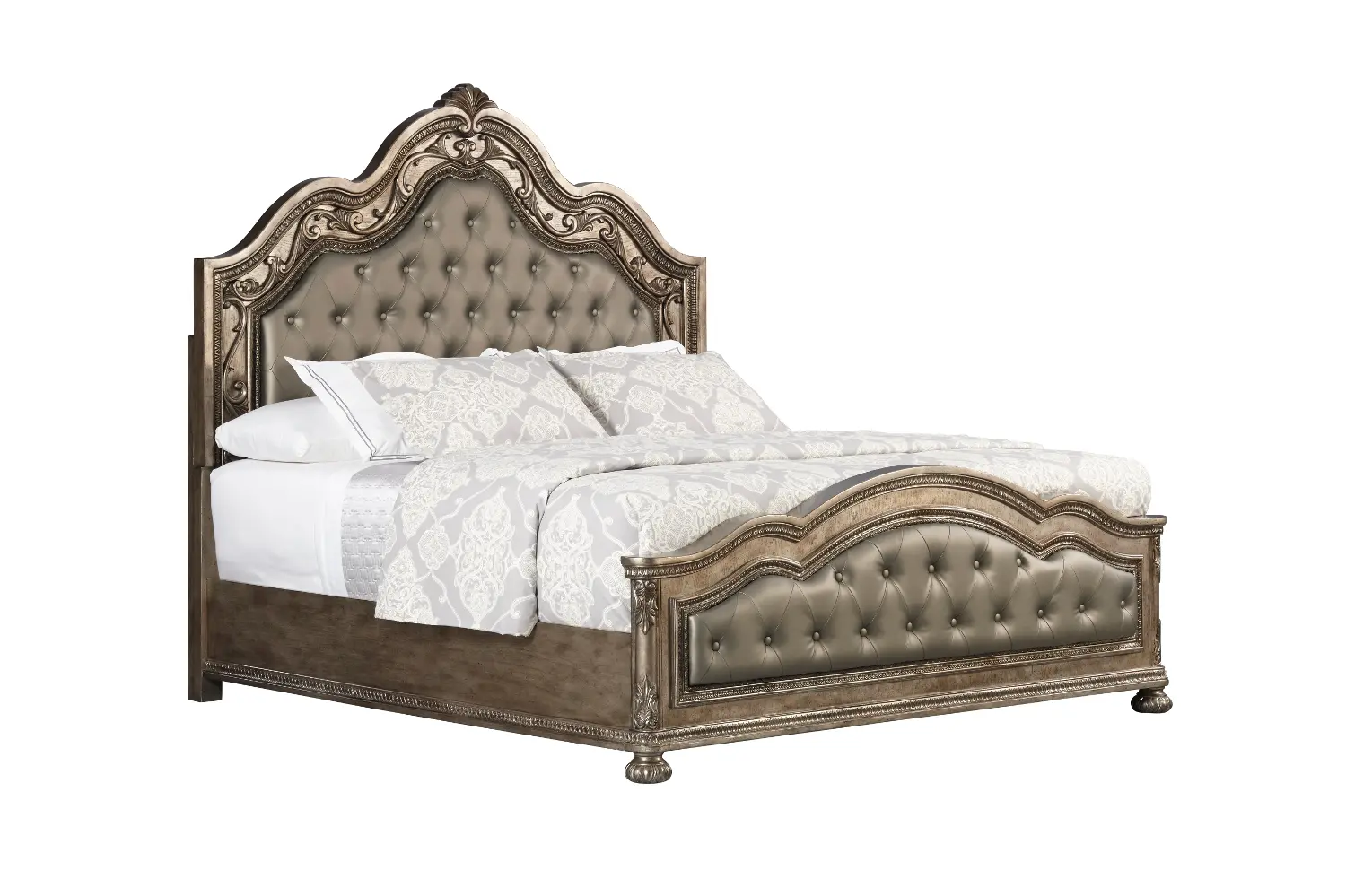 Seville Platinum Gold Queen Upholstered Bed-1
