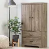 10607 Versa Weathered Oak Two-Door Armoire with Drawers - South Shore