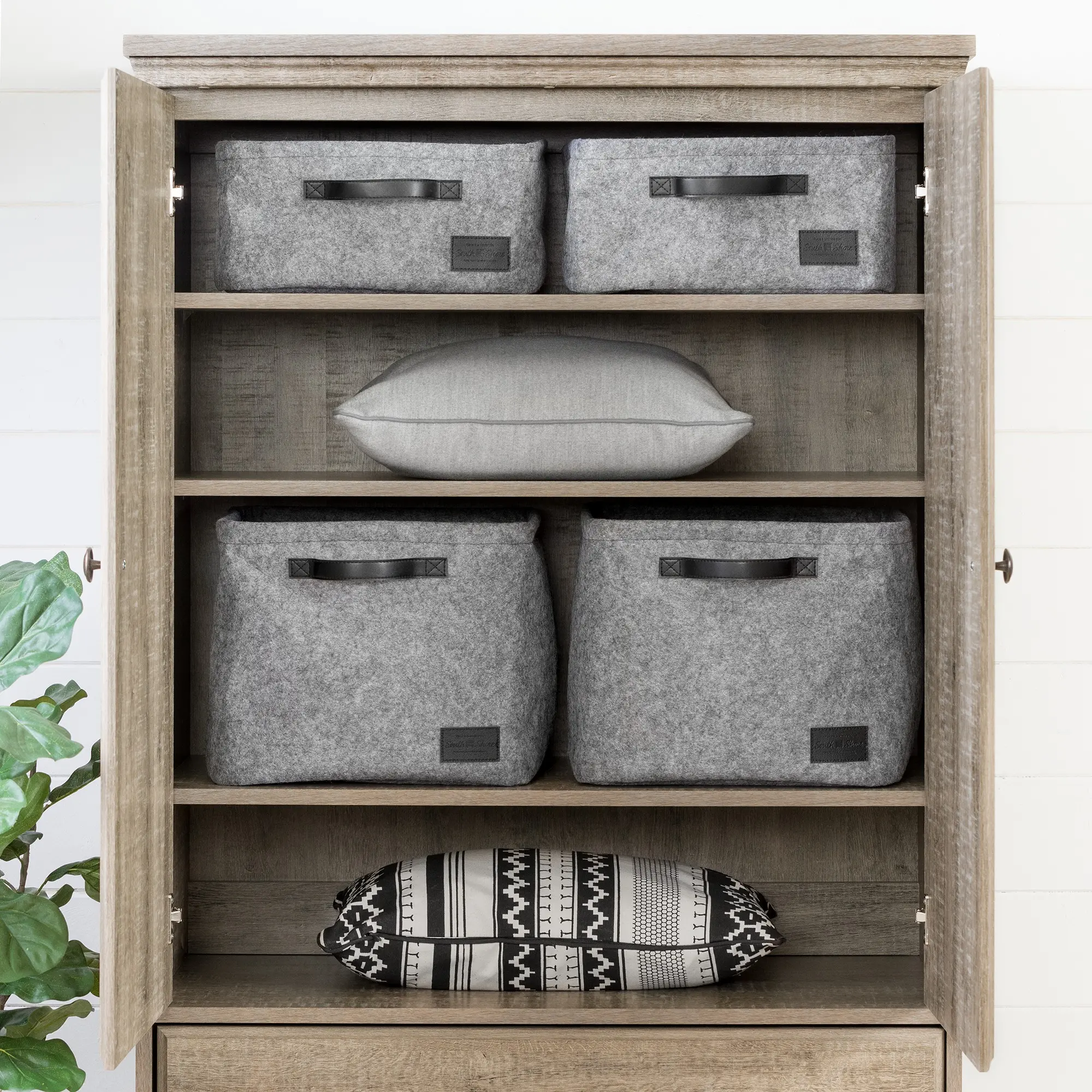 10607 Versa Weathered Oak Two-Door Armoire with Drawers - South Shore-3