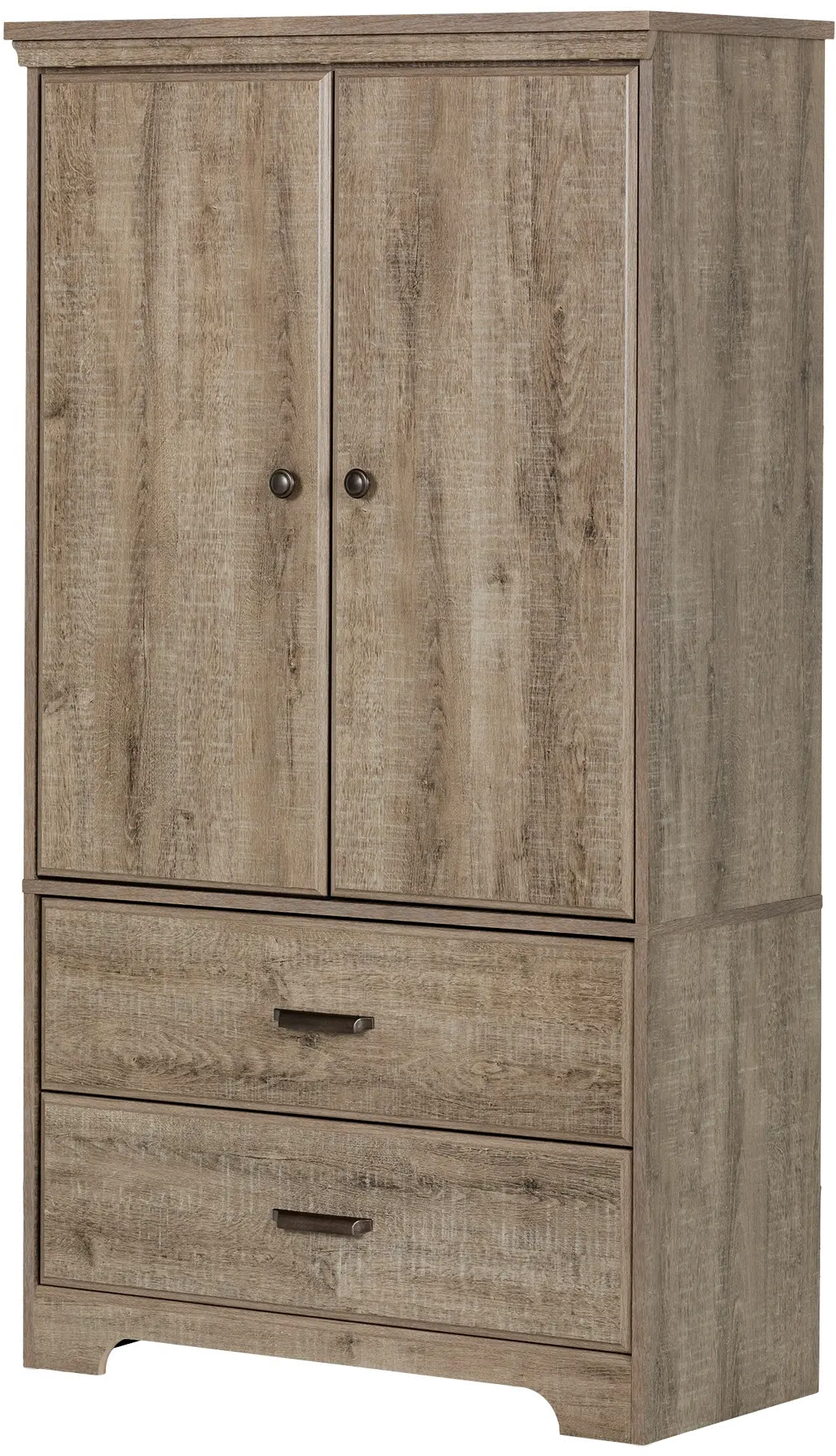 10607 Versa Weathered Oak Two-Door Armoire with Drawers - South Shore-1