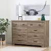 10609 Versa Weathered Oak 8-Drawer Double Dresser - South Shore