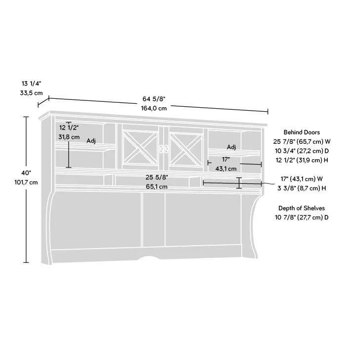 Costa Chestnut L Shaped Corner Computer Desk with Hutch-11