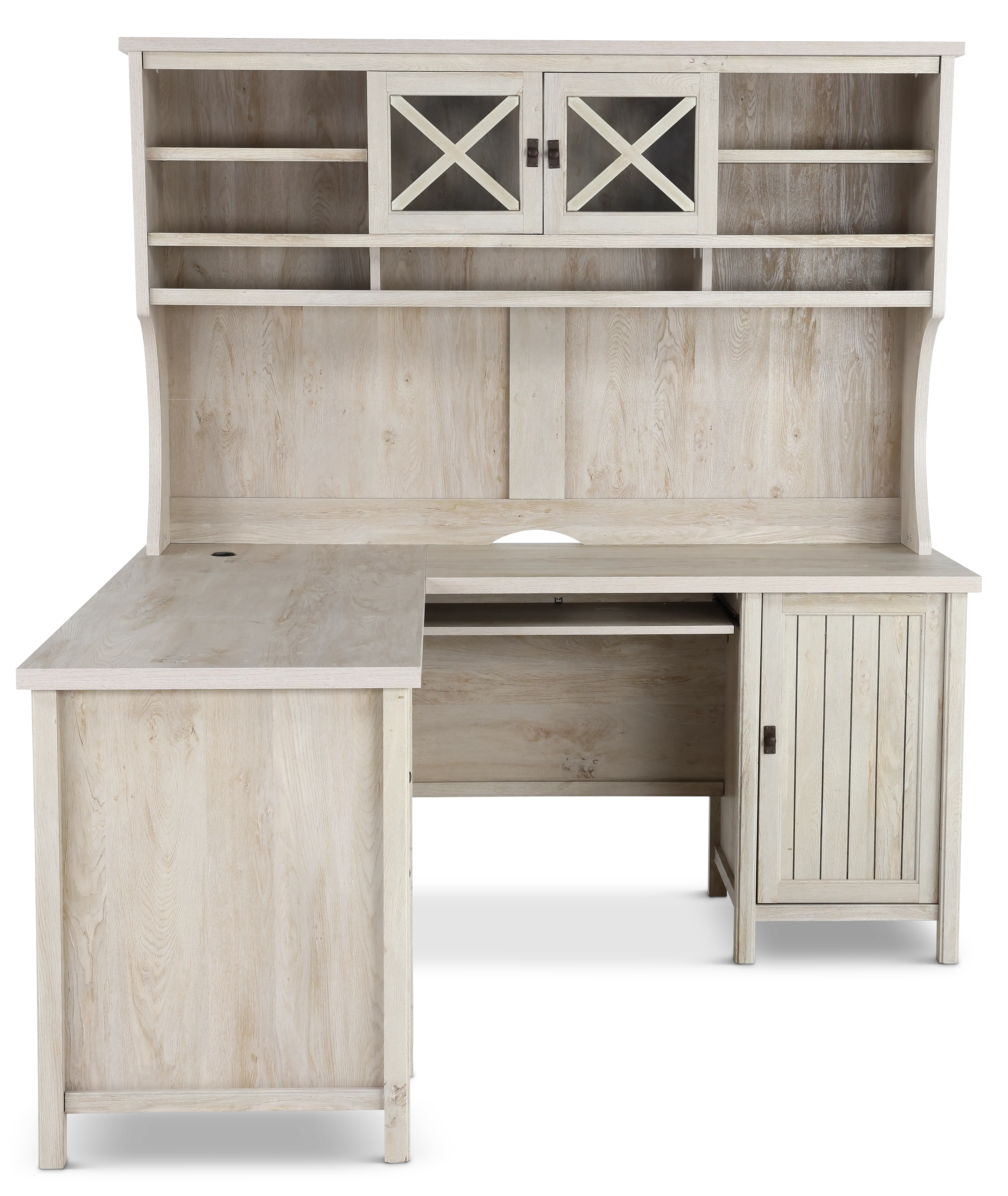 Costa Chestnut L Shaped Corner Computer Desk with Hutch-4