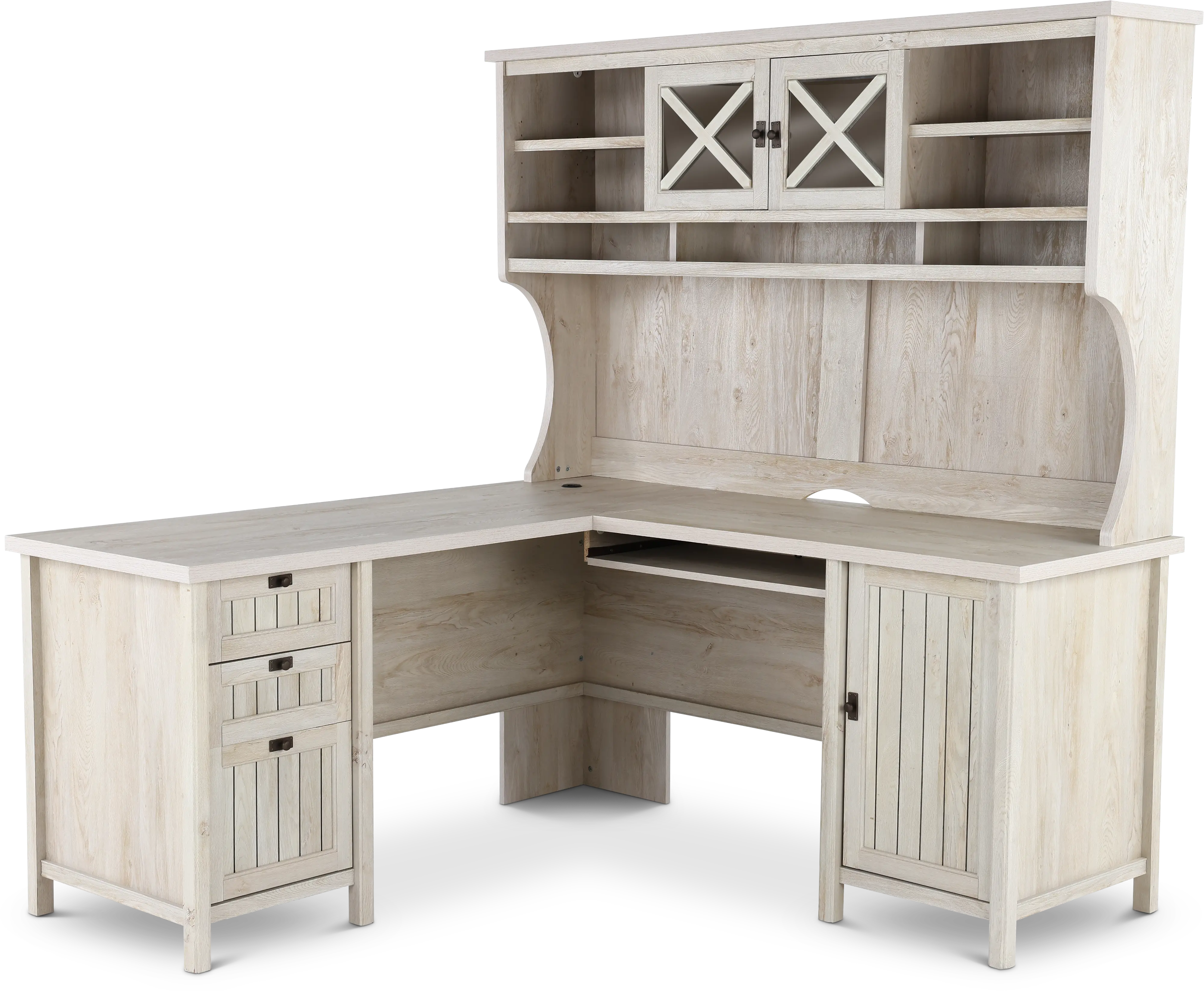 Costa L Shaped Corner Computer Desk with Hutch-1