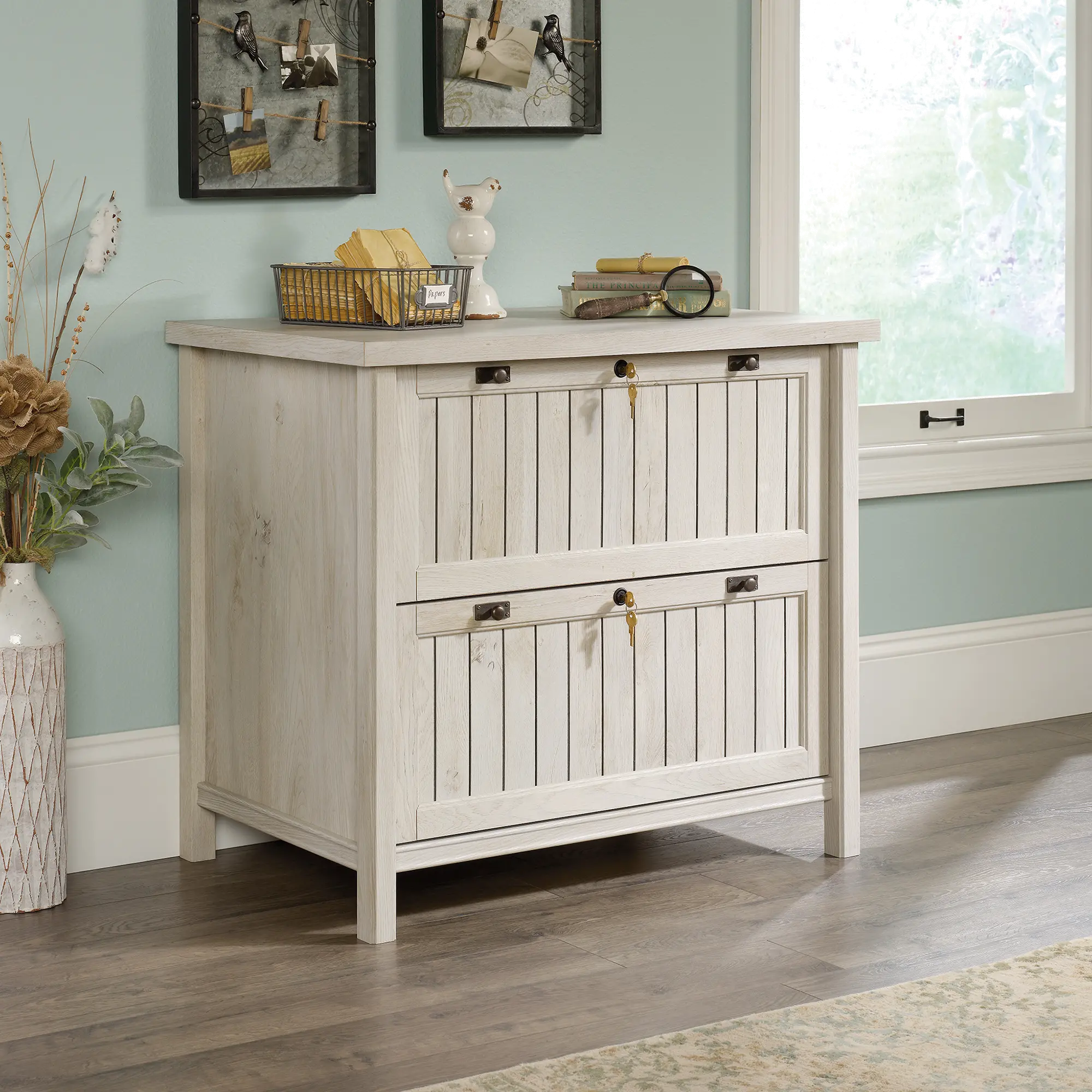 Costa Vintage White 2 Drawer Lateral File Cabinet-2