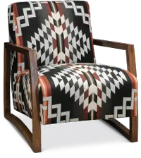 Southwest Modern Wood Chair with Pendleton by Sunbrella Fabric - Domino
