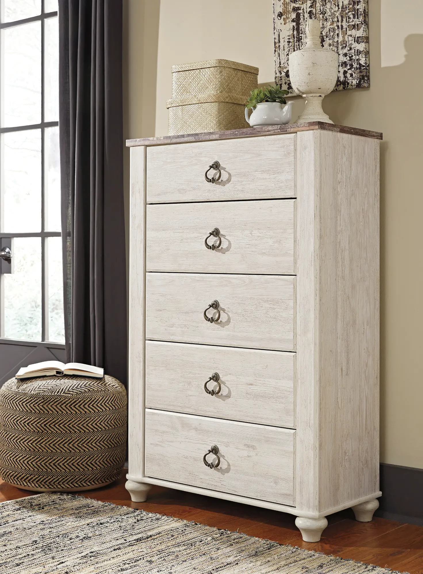Millhaven Whitewash Chest of Drawers-2