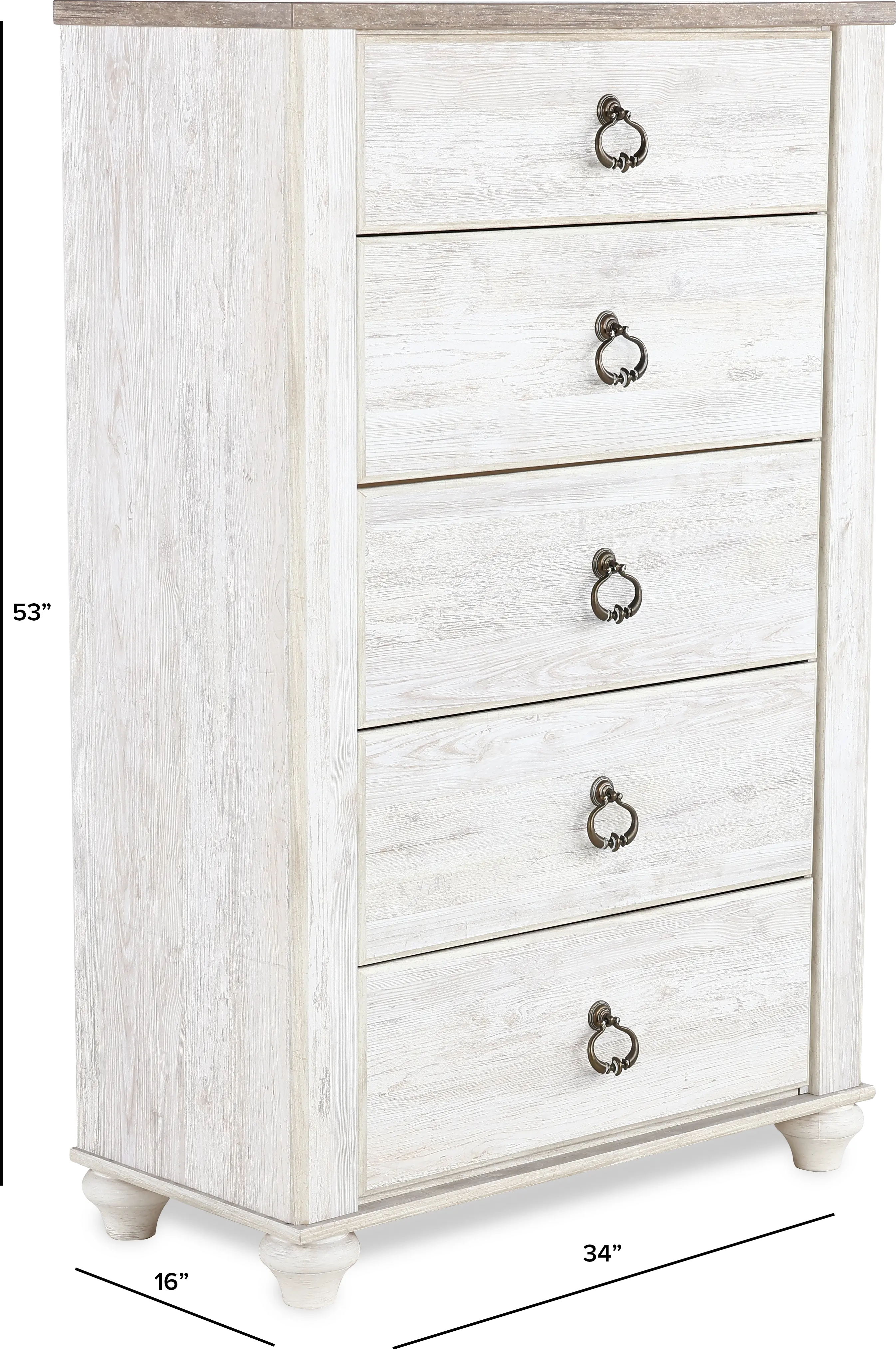 Millhaven Whitewash Chest of Drawers-3