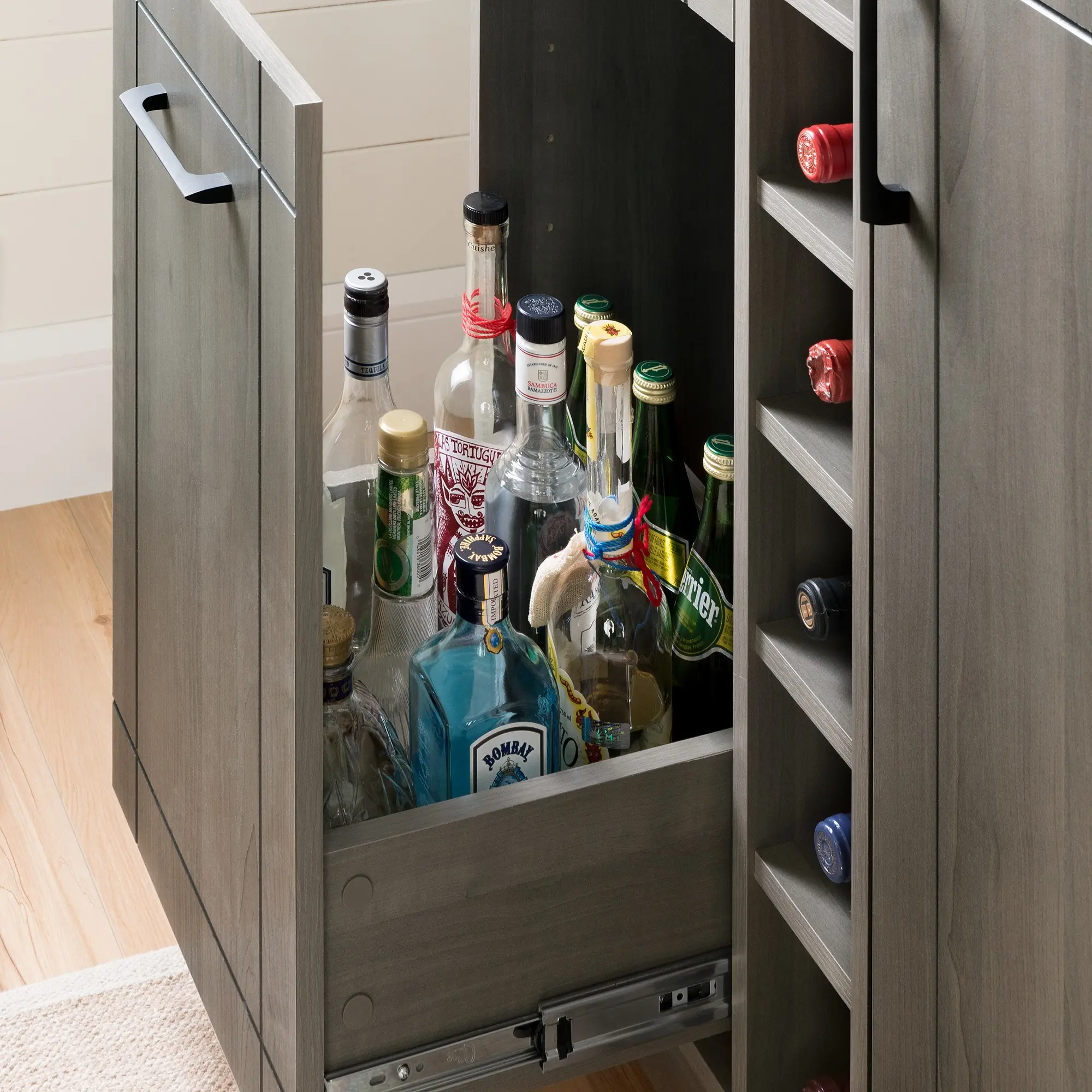 11029 Vietti Gray Bar Cabinet with Bottle and Glass Storage - South Shore-1
