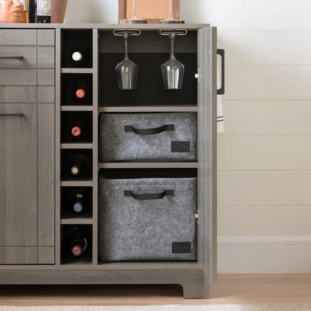 11029 Vietti Gray Bar Cabinet with Bottle and Glass Storage - South Shore-3