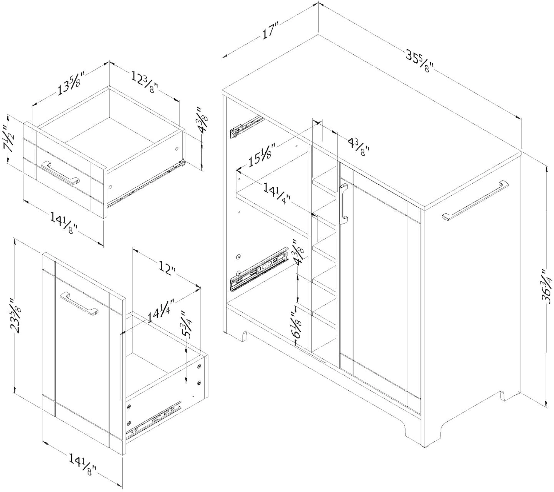 11029 Vietti Gray Bar Cabinet with Bottle and Glass Storage - South Shore-4