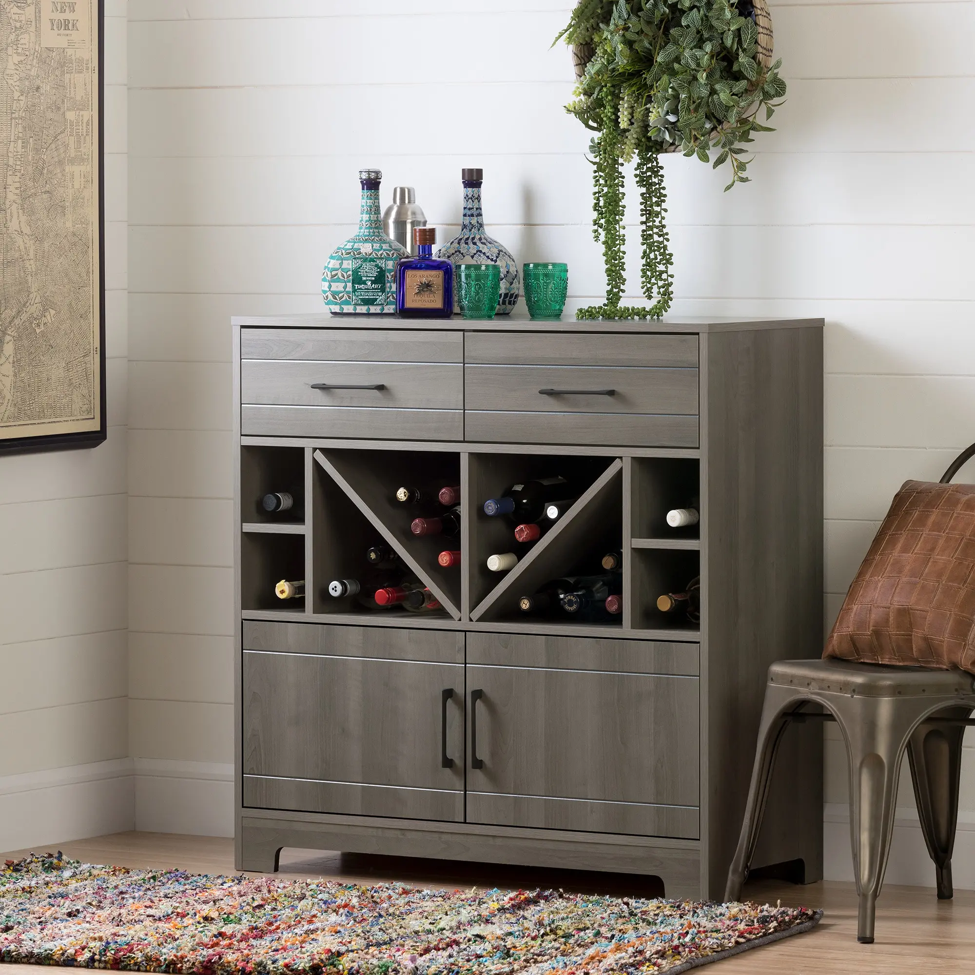 11030 Vietti Bar Cabinet with Bottle Storage and Drawers - South Shore-2