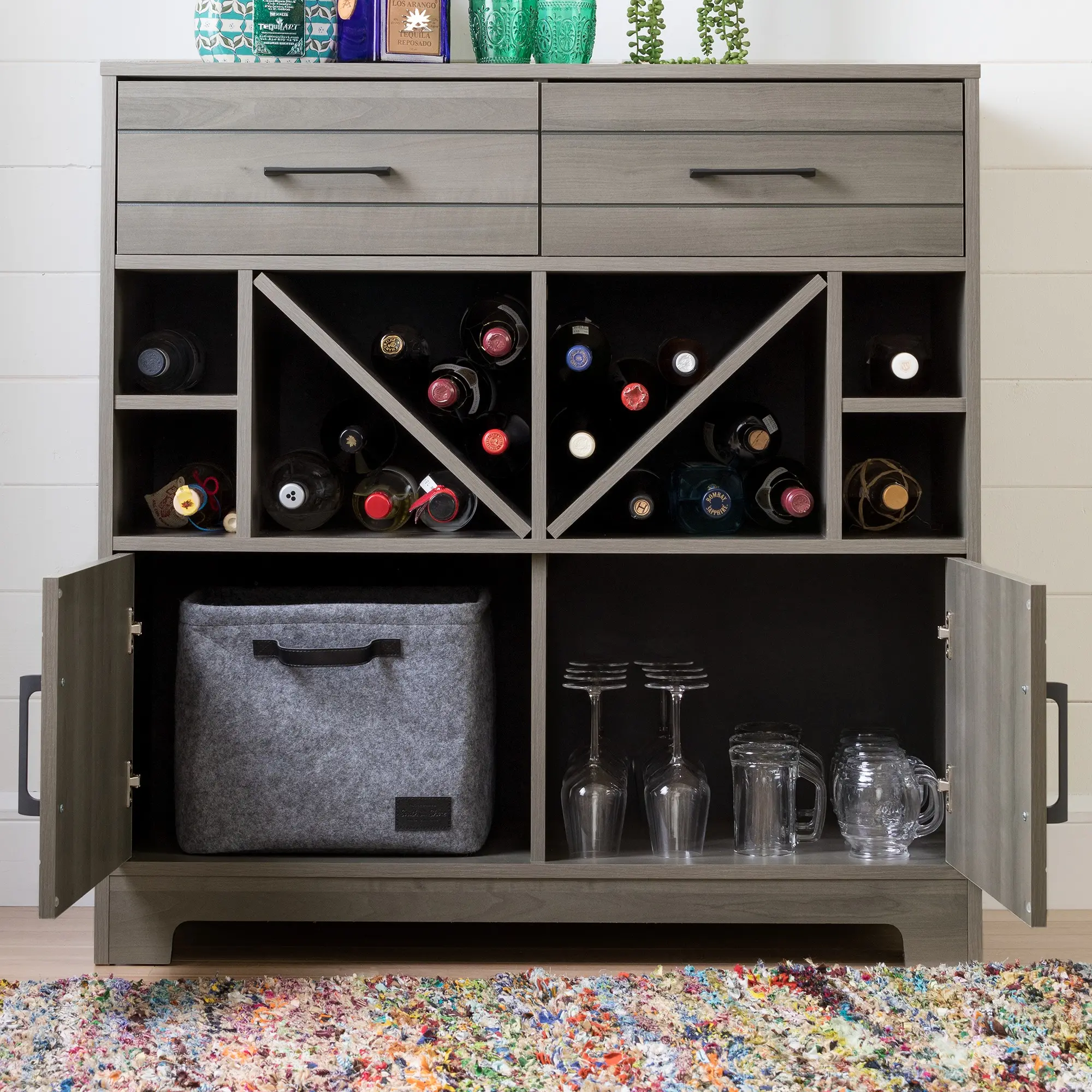 11030 Vietti Bar Cabinet with Bottle Storage and Drawers - South Shore-5