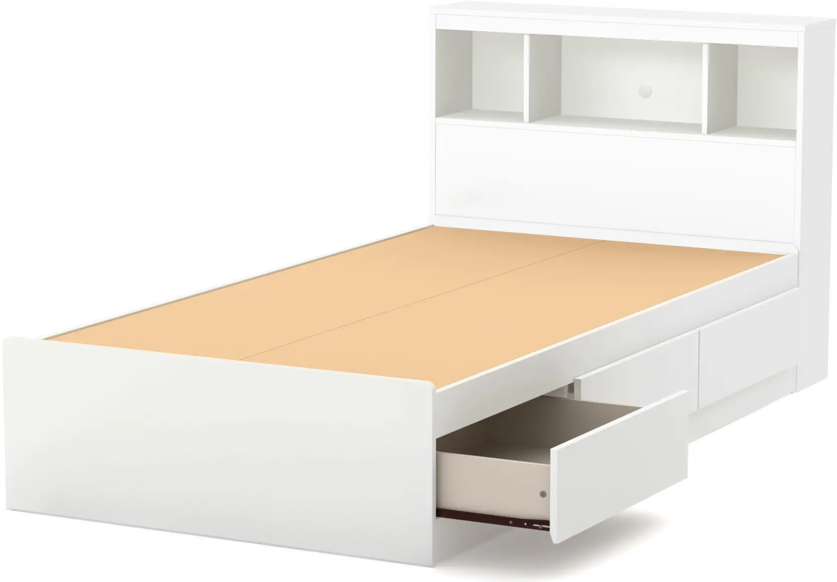 11250 Reevo White Twin Mates Bed with Bookcase Headboard - South Shore-2
