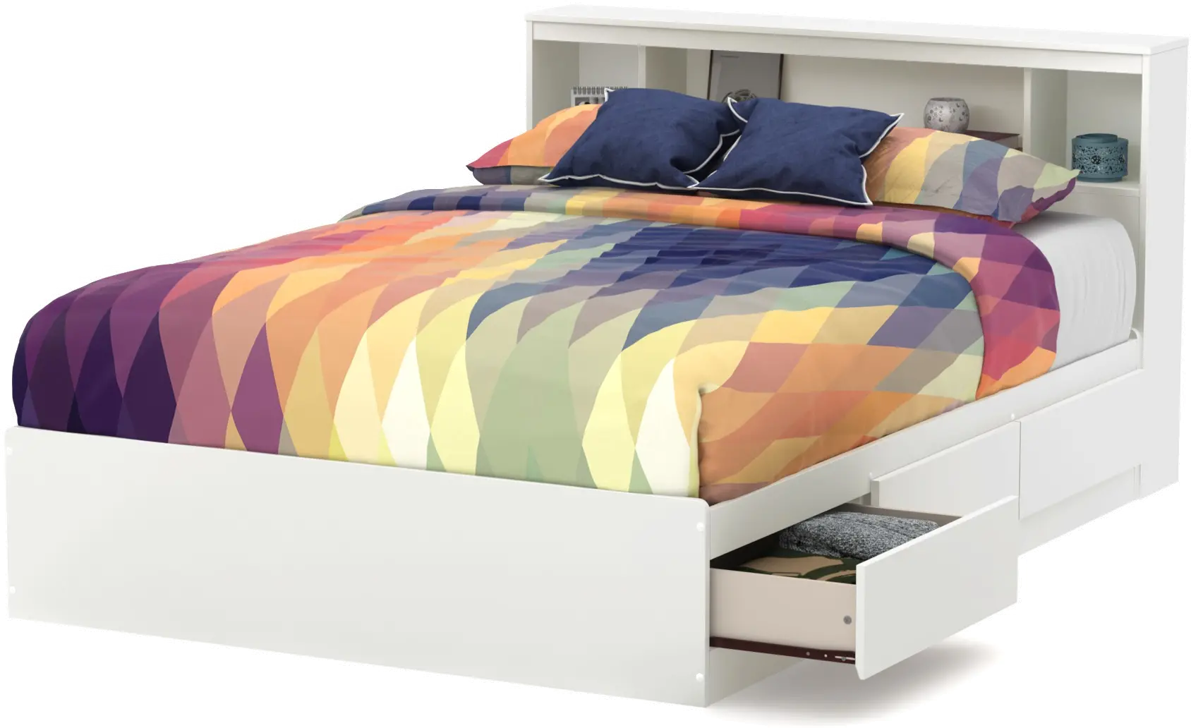 11251 Reevo Full Mates Bed With Bookcase Headboard - South Shore-1