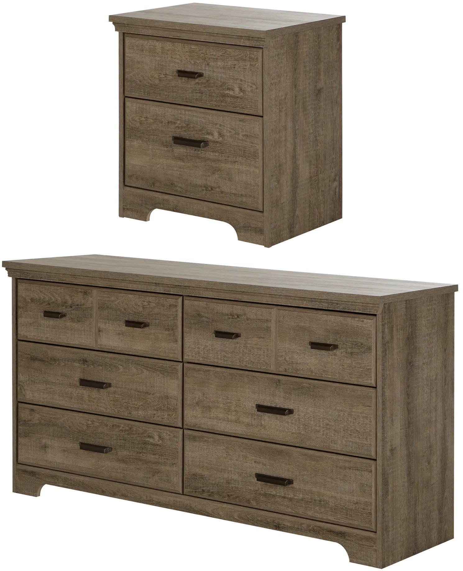 11272 Versa Weathered Oak Double Dresser & Nightstand - South Shore-1